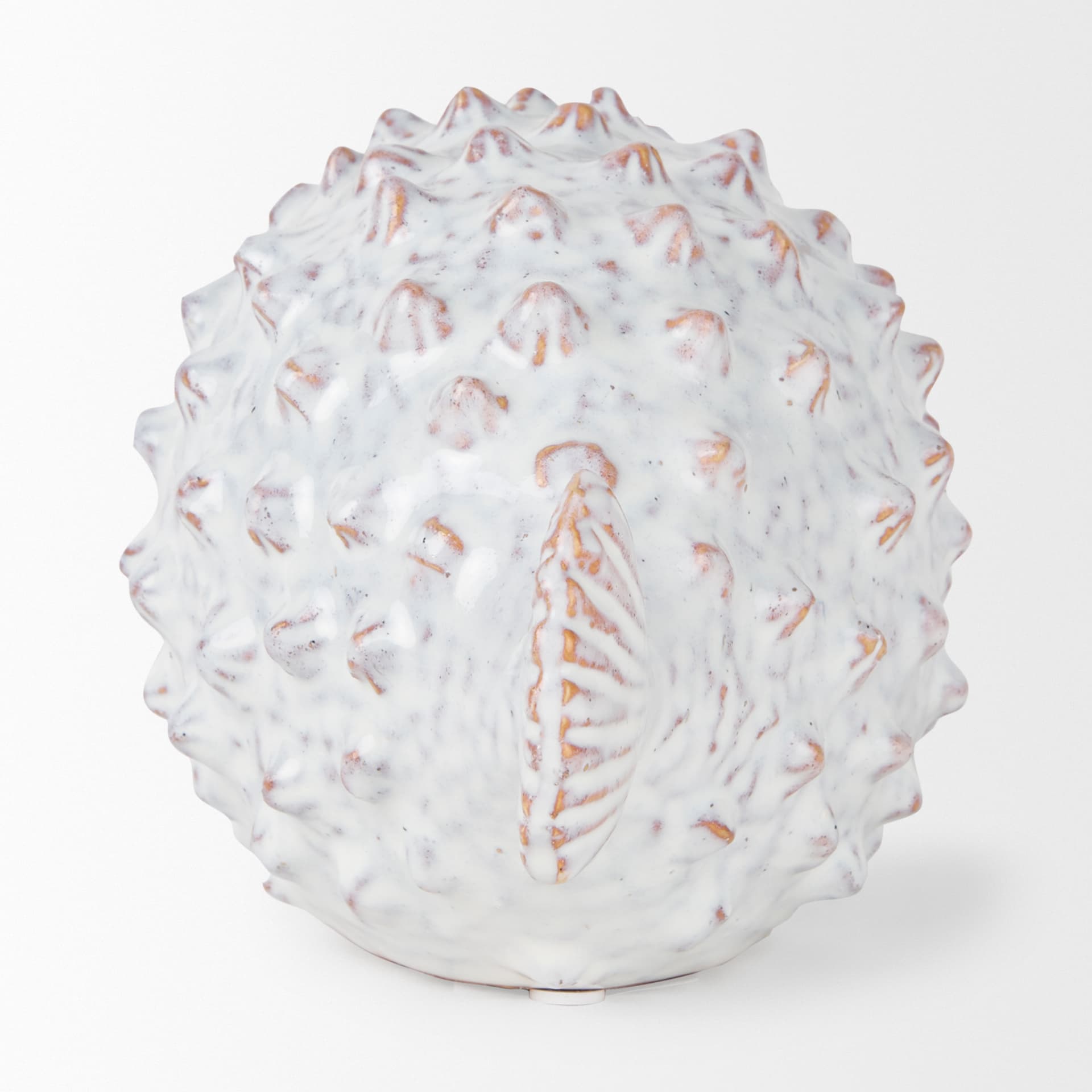 Spike II (Large) 10L x 6W Off-White Ceramic Puffer Fish — product photograph
