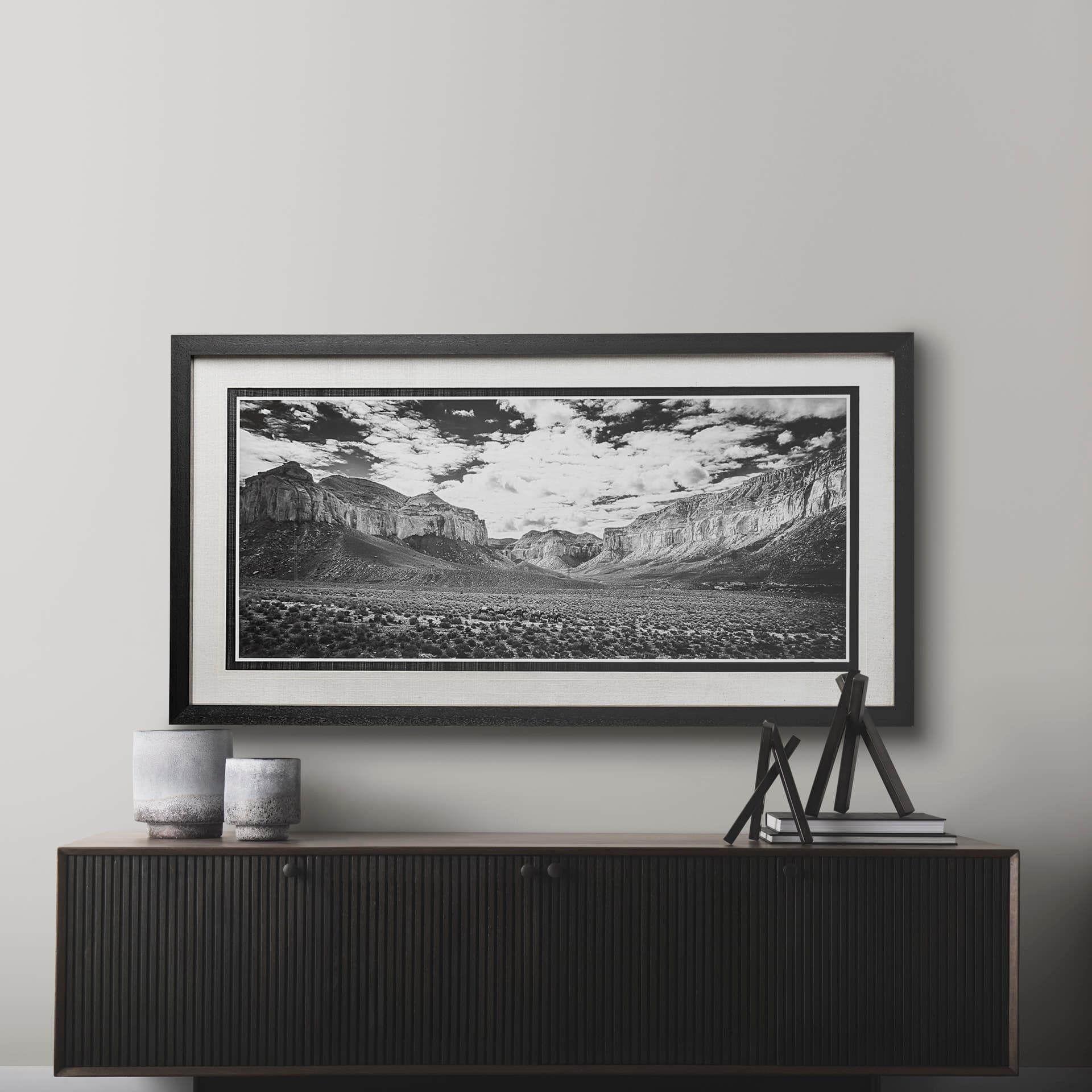 Grand Canyon Packtrain by Chris Dunker Hand Embellished Textured Framed Photo Art Print Matted under — in a styled room
