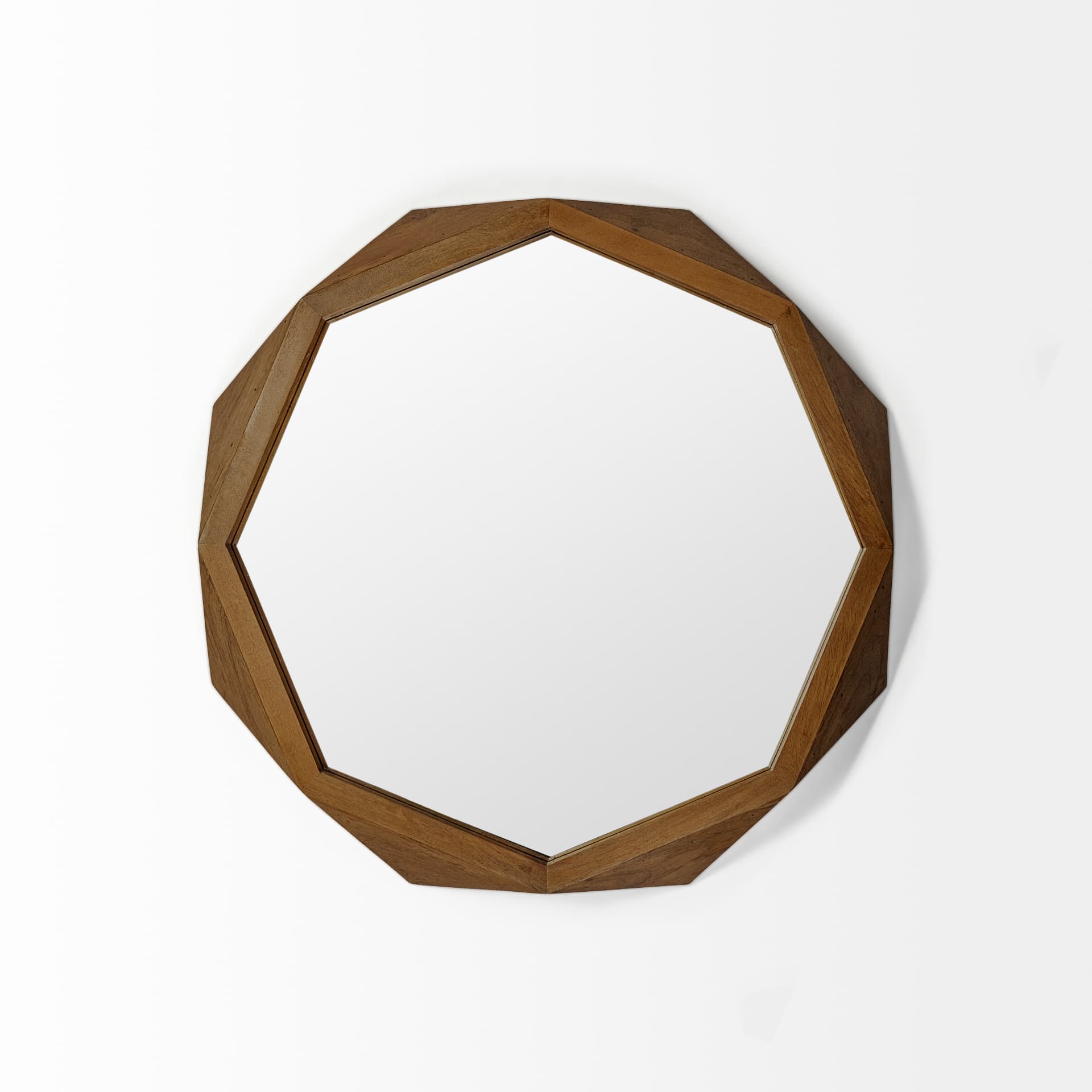 Aramis I 32" Octagon Brown Wood Frame Wall Mirror — product photograph