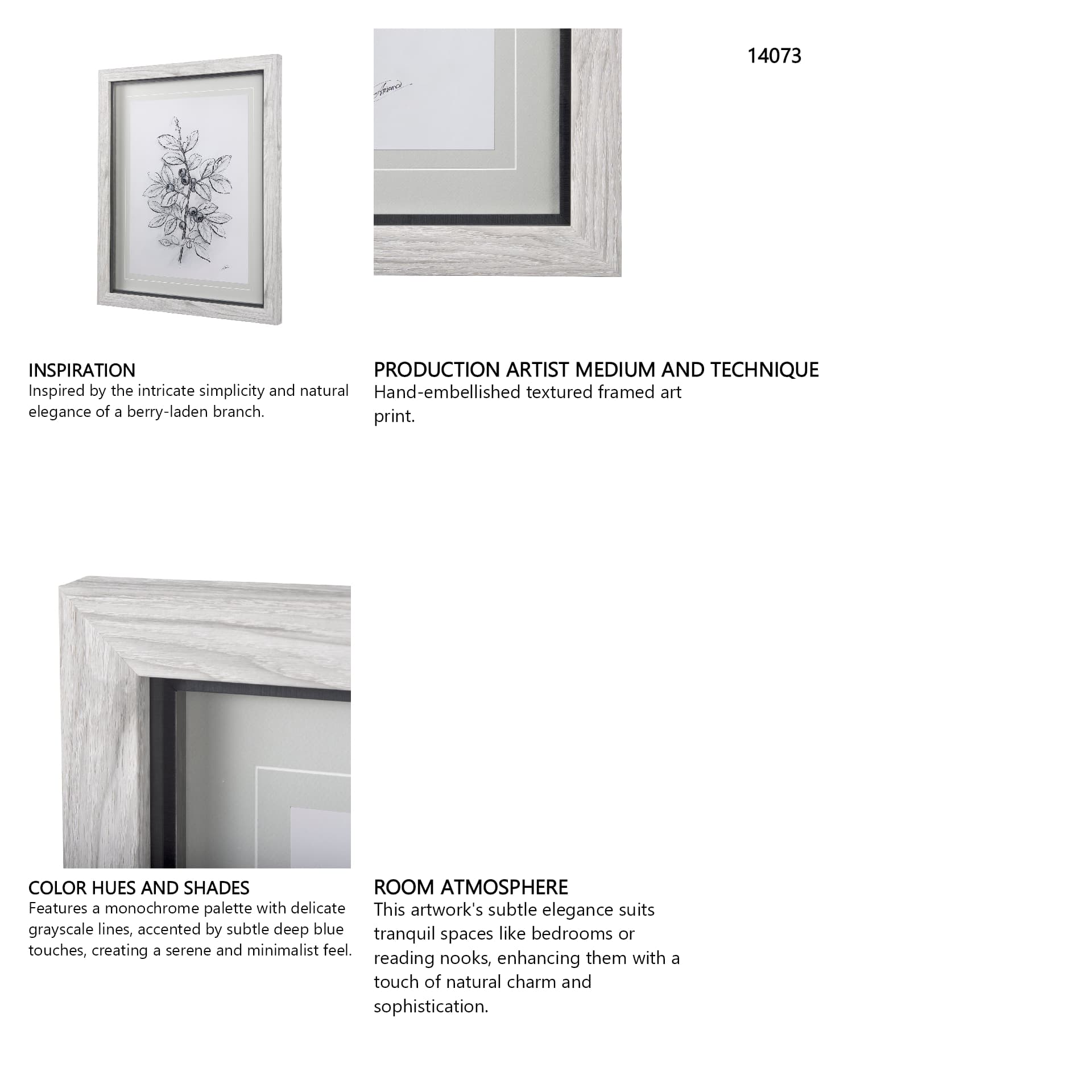 WildBerry Collection Blueberry by Mercana Studio Hand Embellished Framed Art Print Matted under Glas — in a styled room