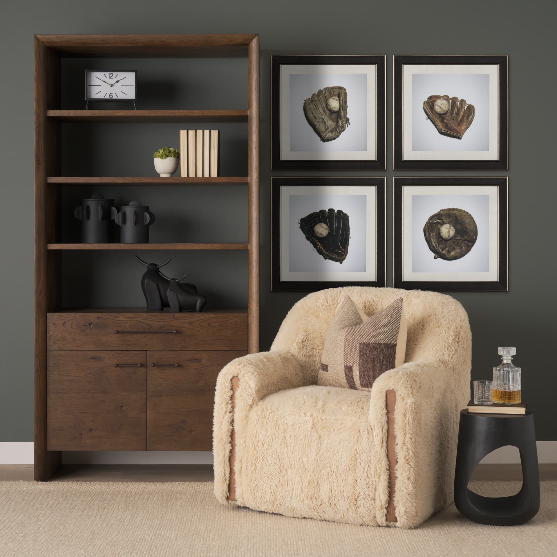 Double Play I by Mercana Studio a Hand Embellished Textured Framed Photo Art Print Matted under Glas — in a styled room