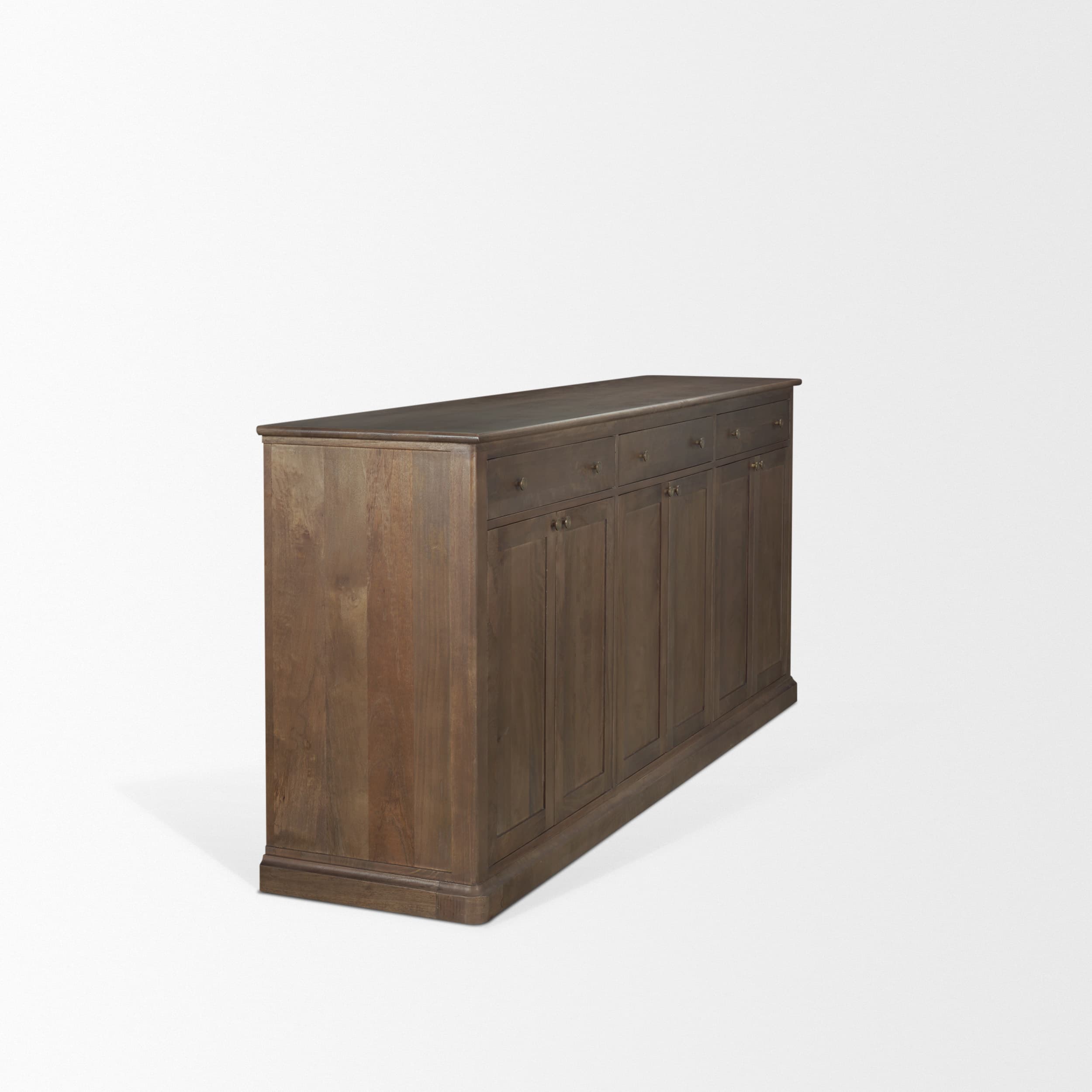 Baron Dark Brown Solid Wood w/ Antiqued Aged Brass Knobs 3-Drawer 6-Door Sideboard — product photograph