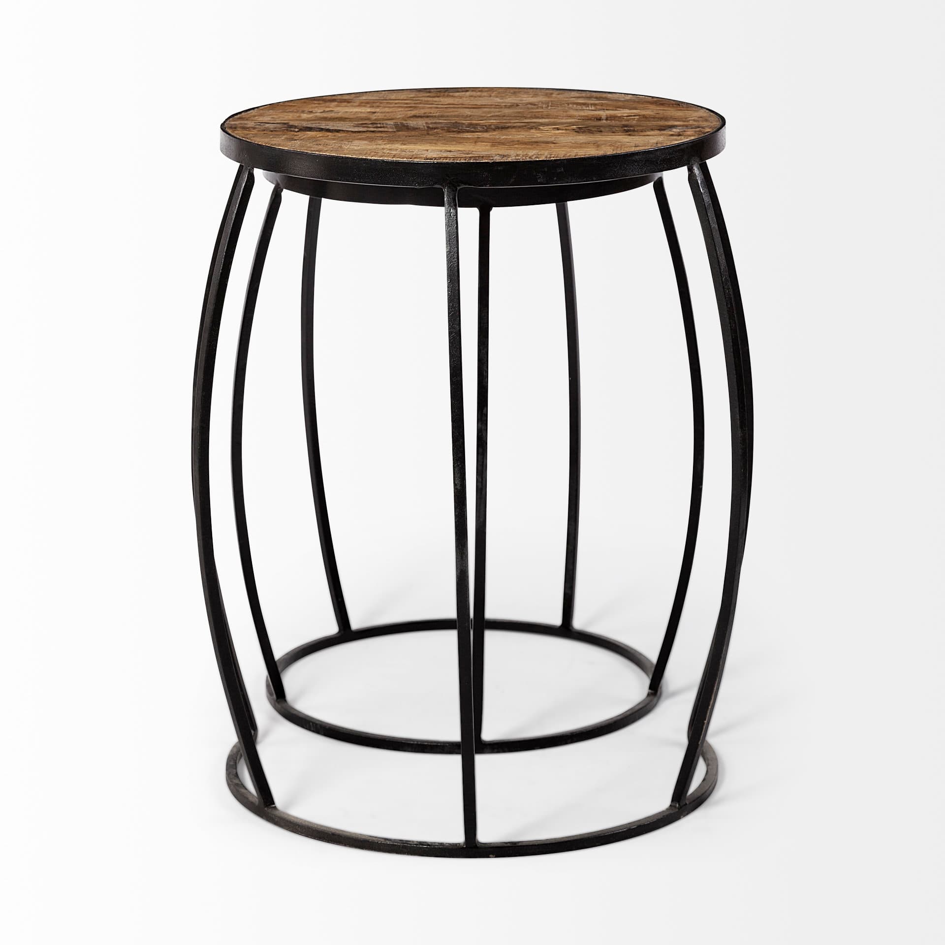 Clapp IV (Set of 2) 20L x 20W Brown Round Wood Top W/ Black Iron Frame Nesting Accent Tables — product photograph