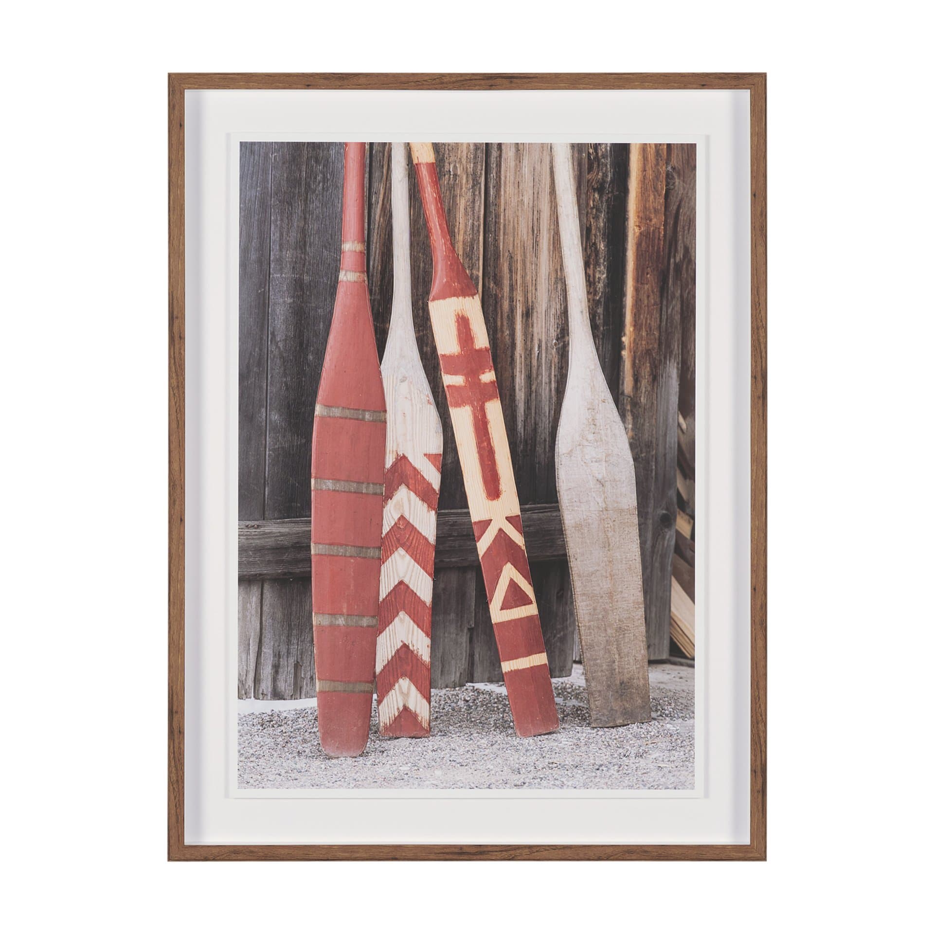 Canoe Paddles by Deborah Revell Hand Embelished Framed Art Print Matted under Glass — product photograph