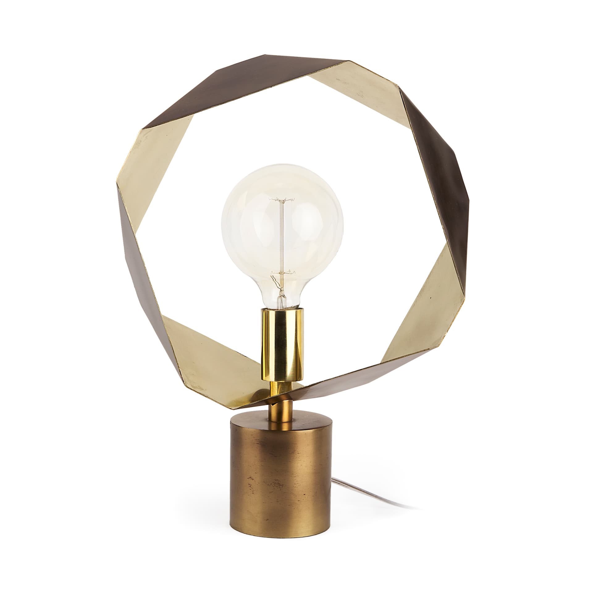 Shamir 15L x 15W Gold Geometric Metal Table Lamp — product photograph