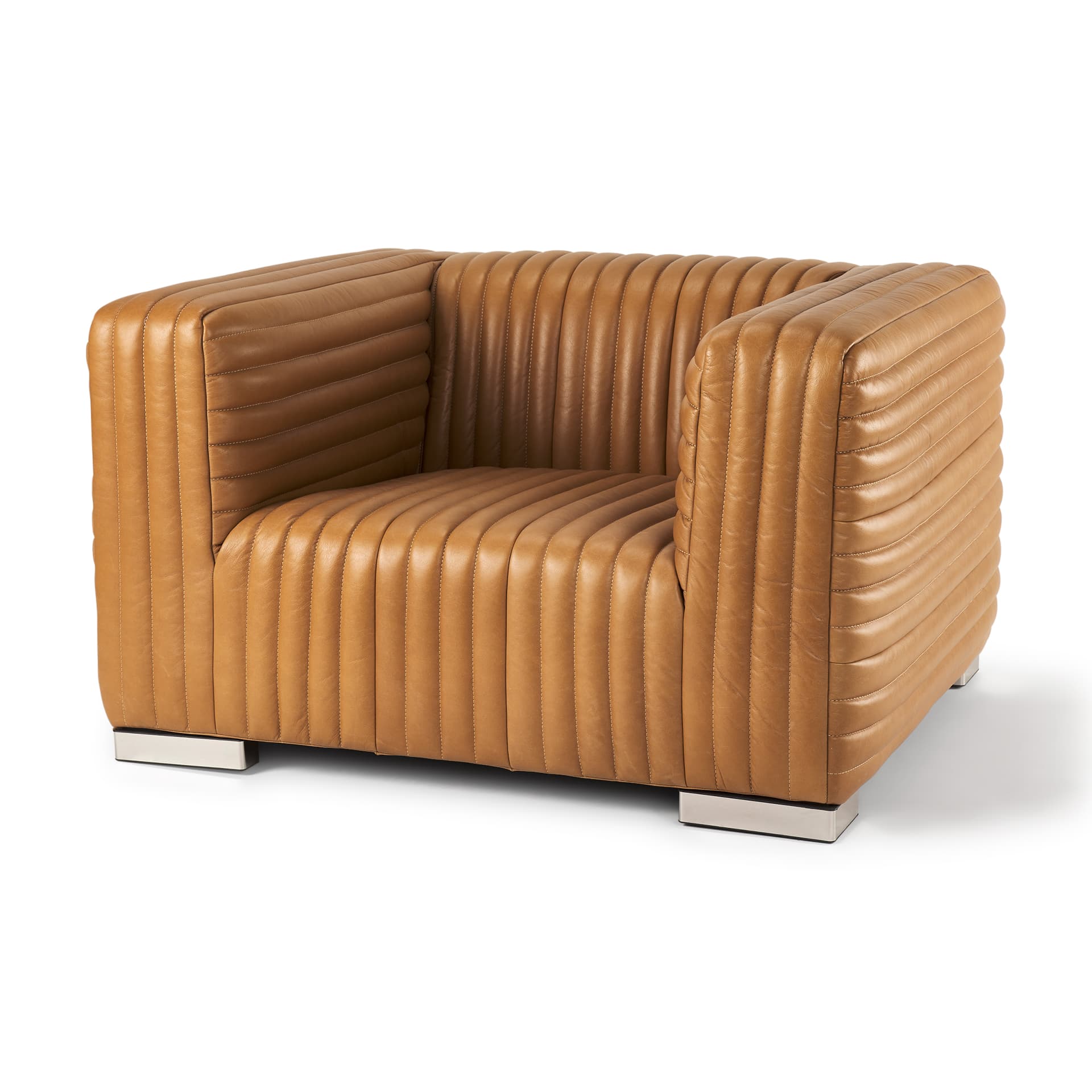Ricciardo Cognac Leather Upholstered Arm Chair — product photograph