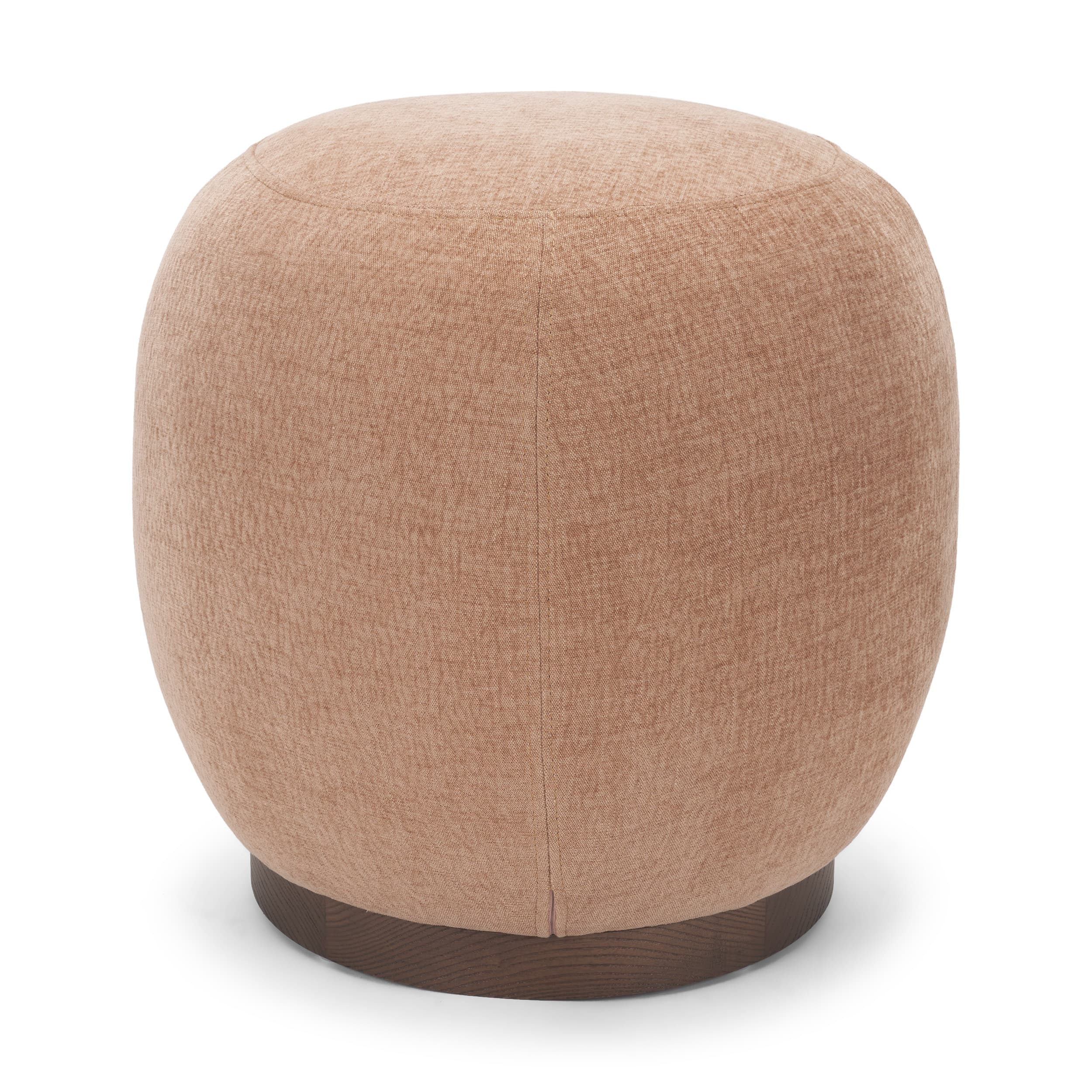Siren Sienna Fabric w/ Brown Ash Wood Round Accent Stool — product photograph