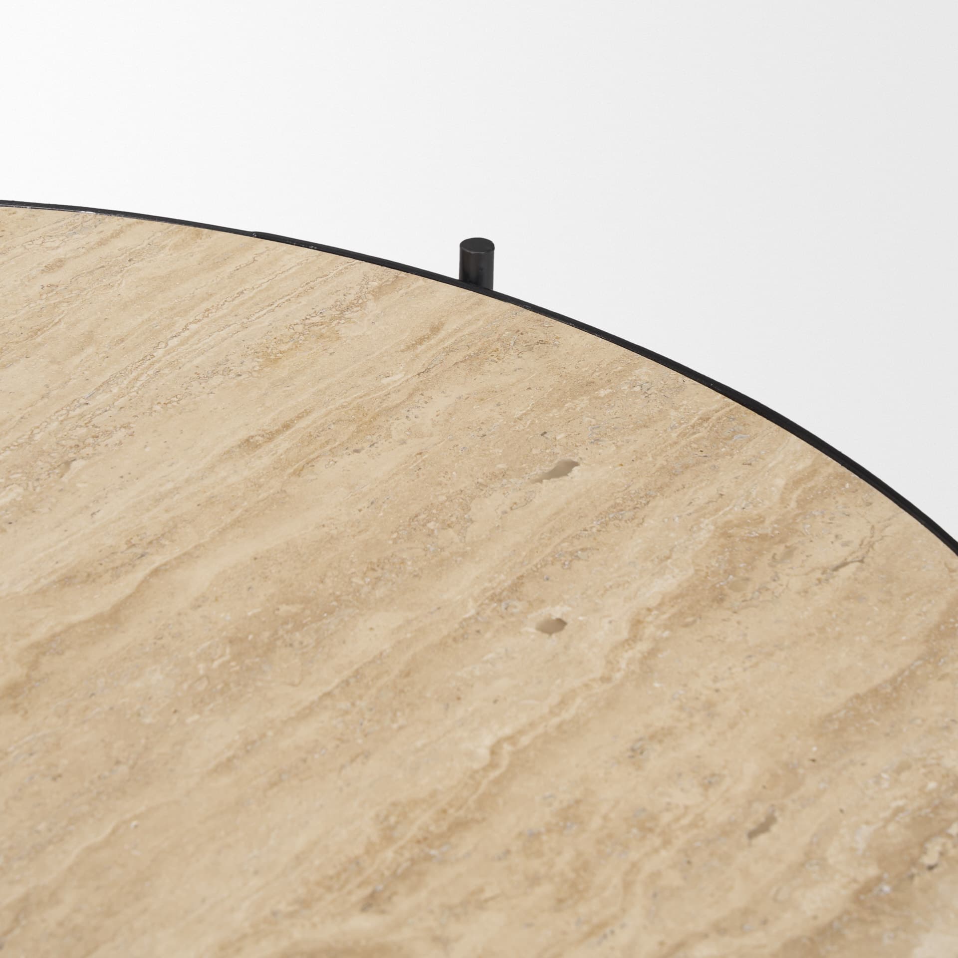 Wade Travertine Marble w/ Matte Black Metal Coffee Tables — product photograph