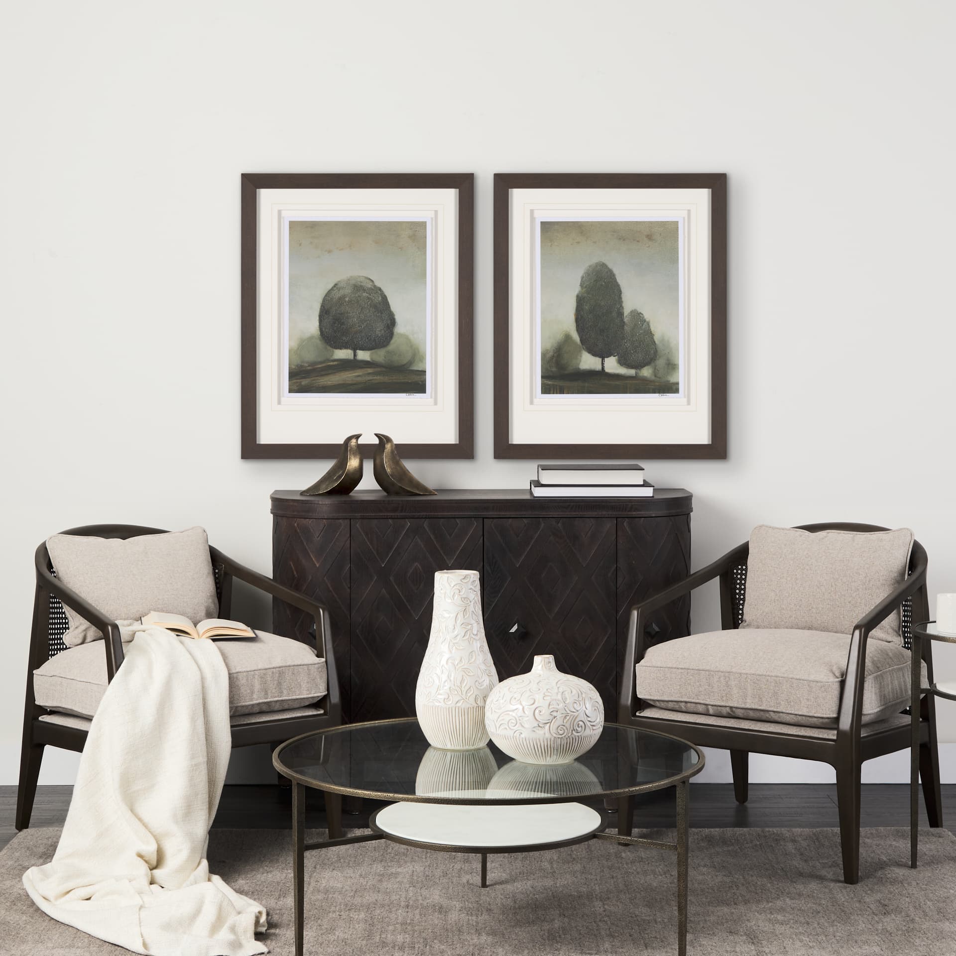 Secret Garden III by Mercana Studio a Hand Embellished Textured Framed Art Print Matted under Glass — in a styled room