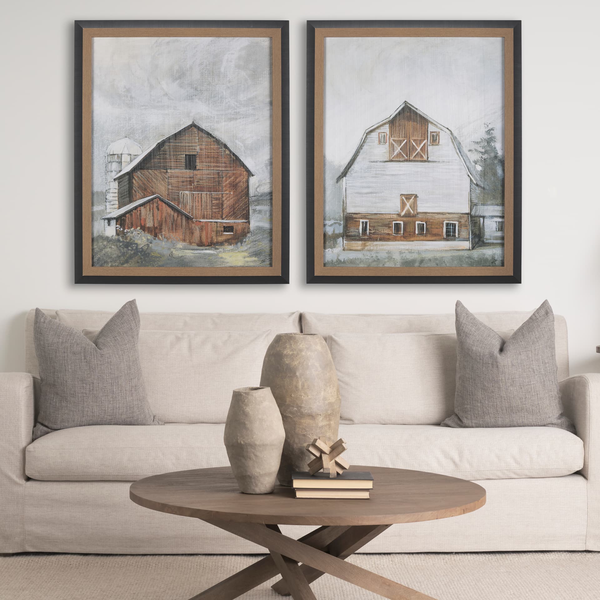 Old Barn II by Mercana Studio a Hand Embellished Textured Framed Art Print — in a styled room