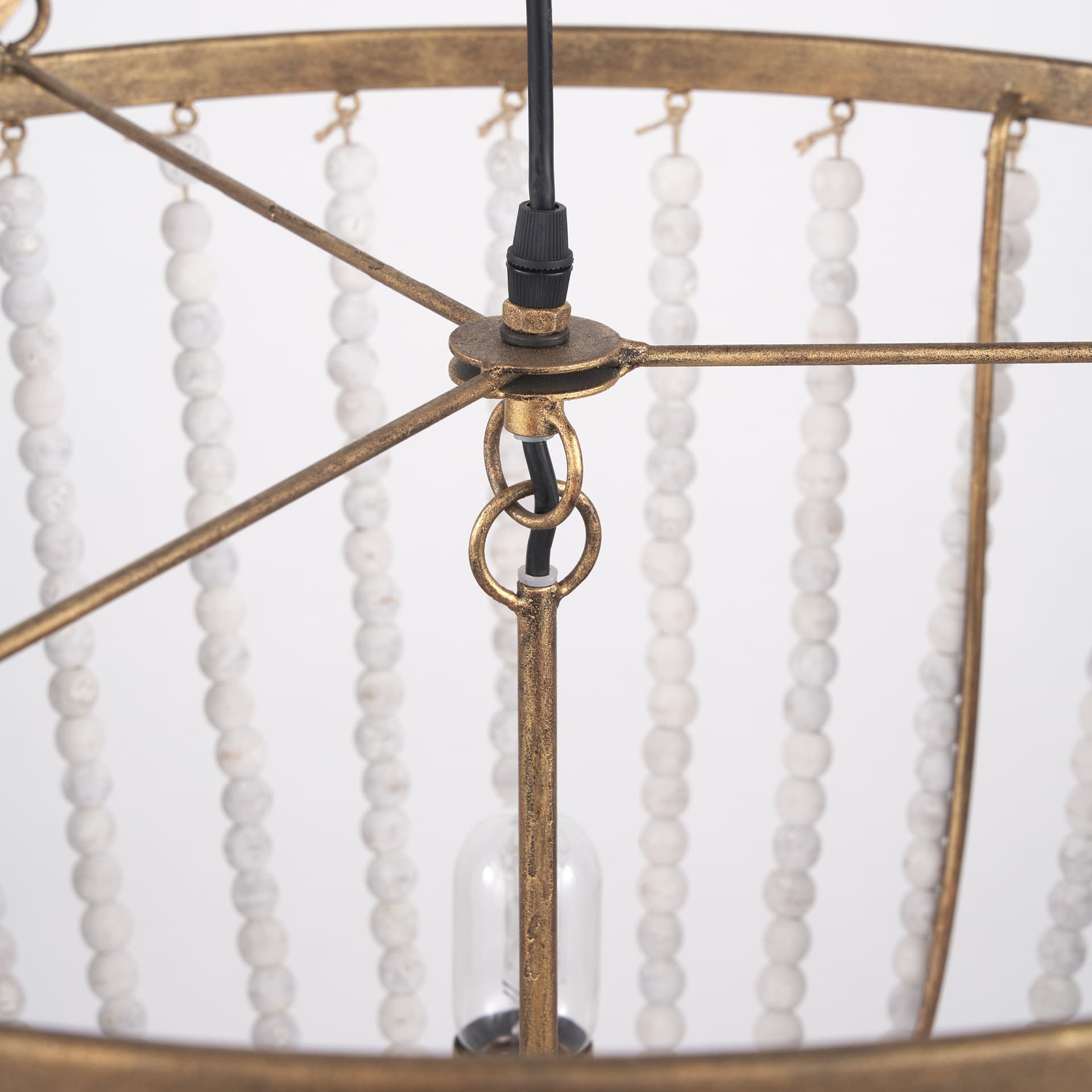 Rhone Gold Metal and Wood Beaded Chandelier — product photograph