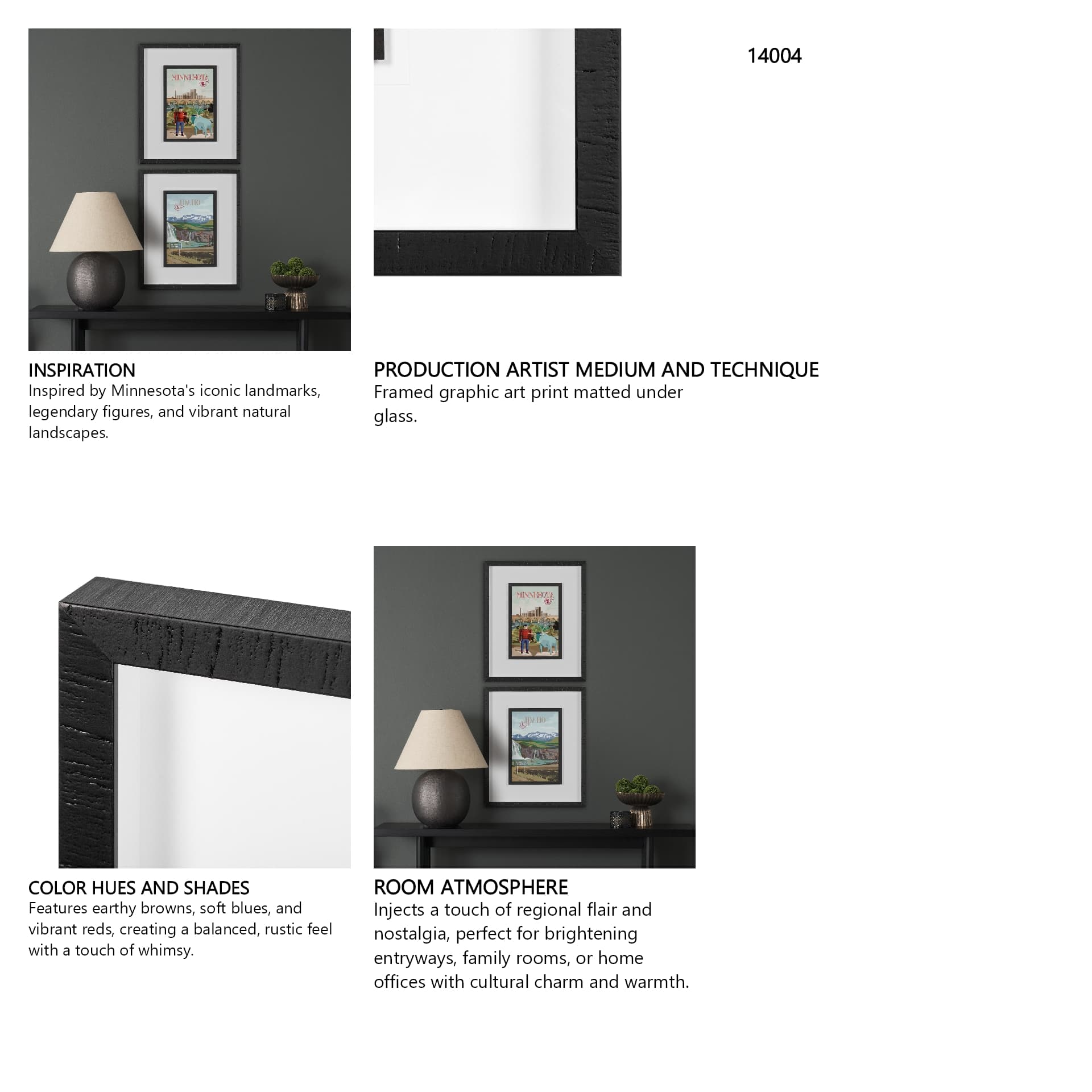Minnesota Go USA (M) by Mercana Studio a Framed Art Print Matted under Glass — in a styled room