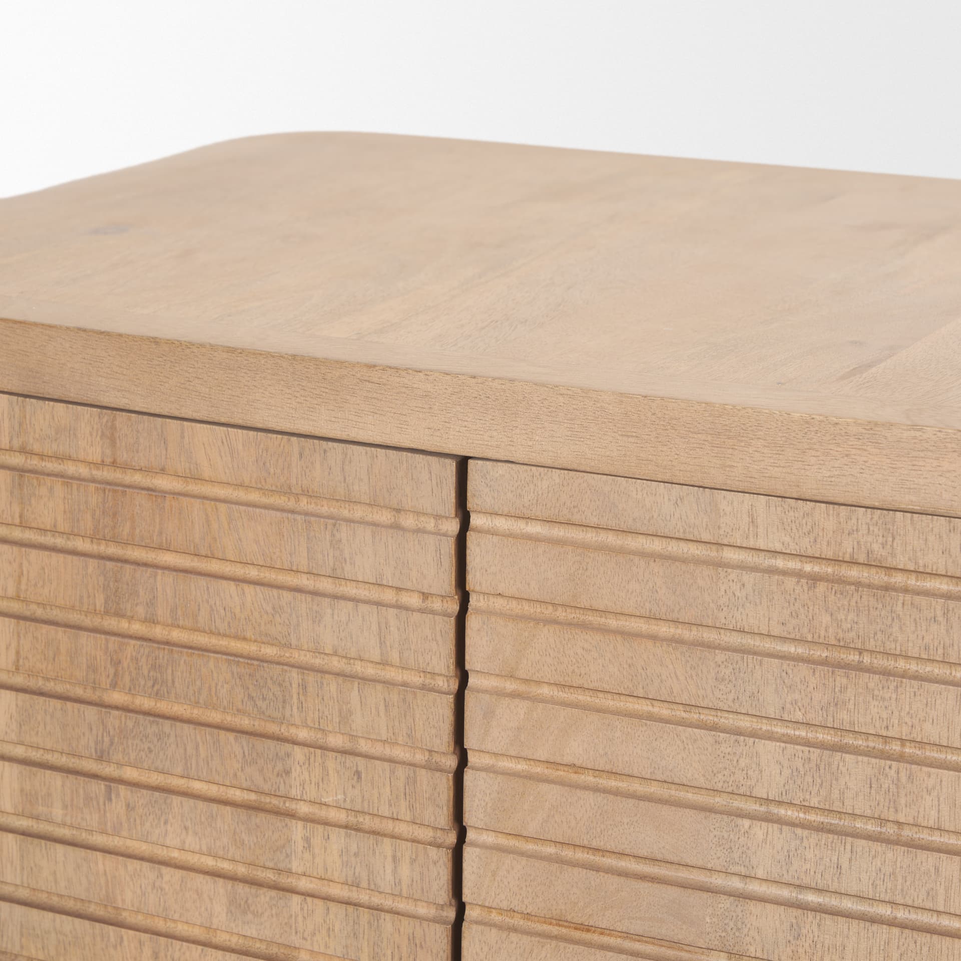 Sorina Reverse Fluted Light Brown Wood Accent Cabinet — product photograph