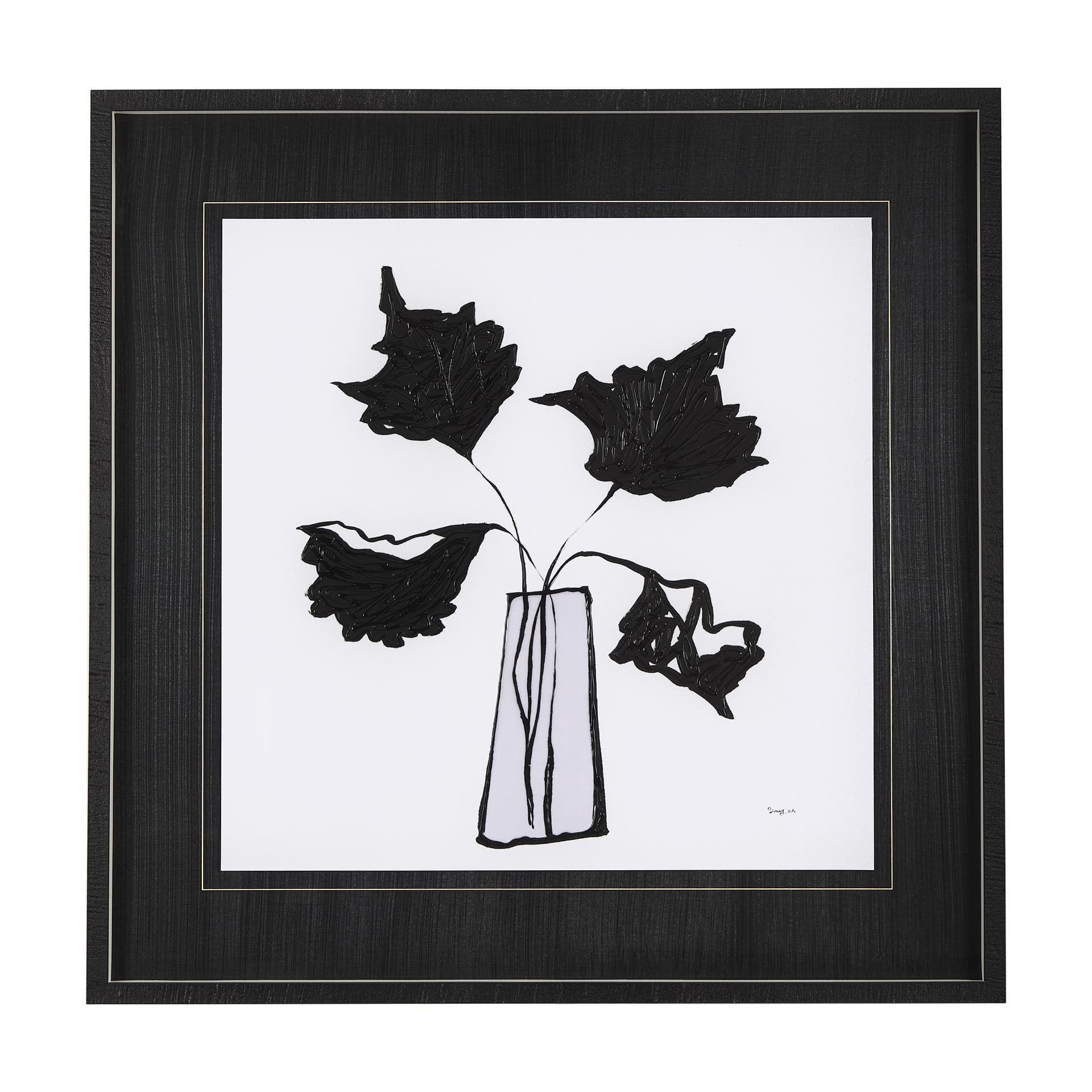 Organic Line Drawing II by Mercana Studio Hand Embellished Framed Art Print Matted under Glass — product photograph