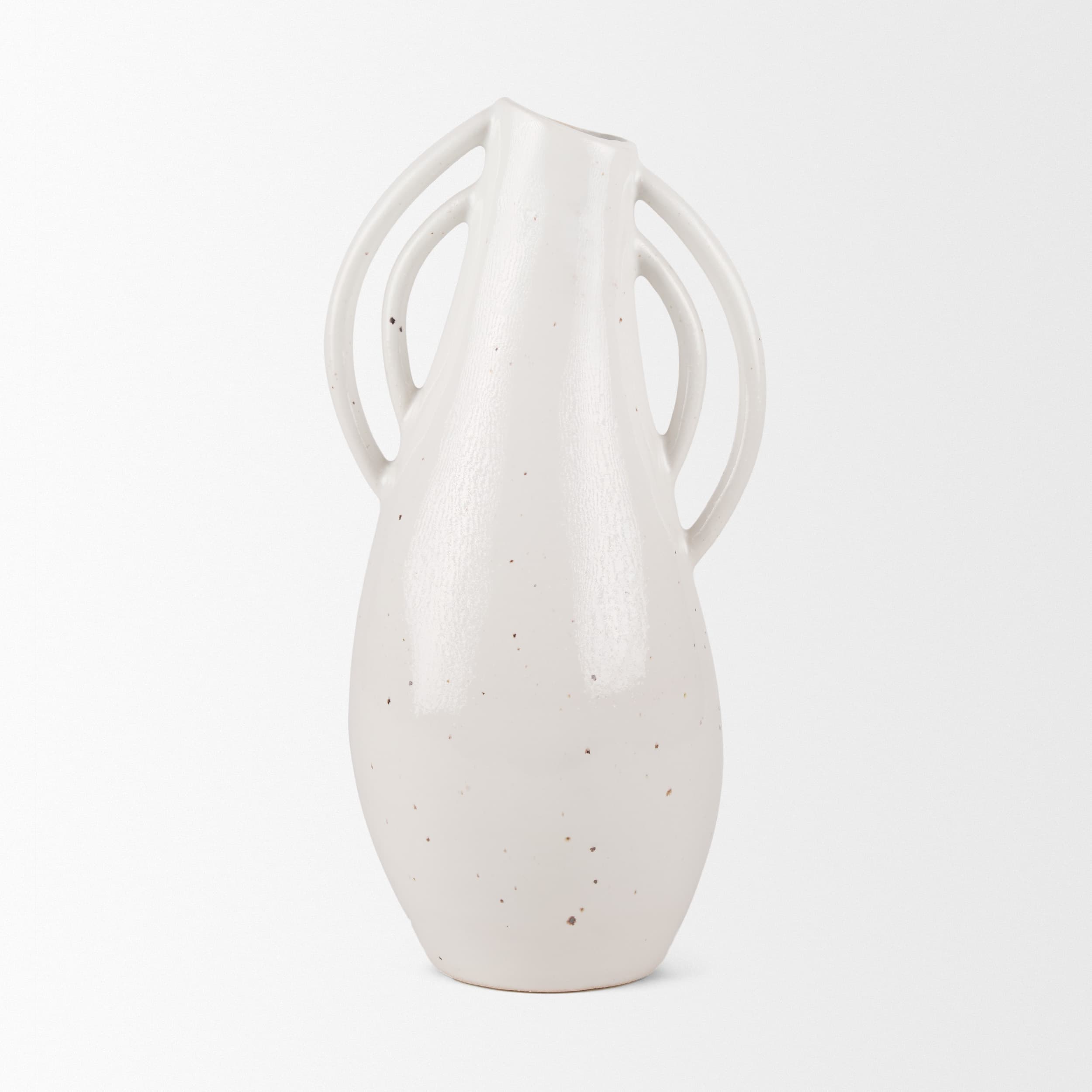 Urvi Tall Off White Speckled Asymmetrical Ceramic Vase — product photograph