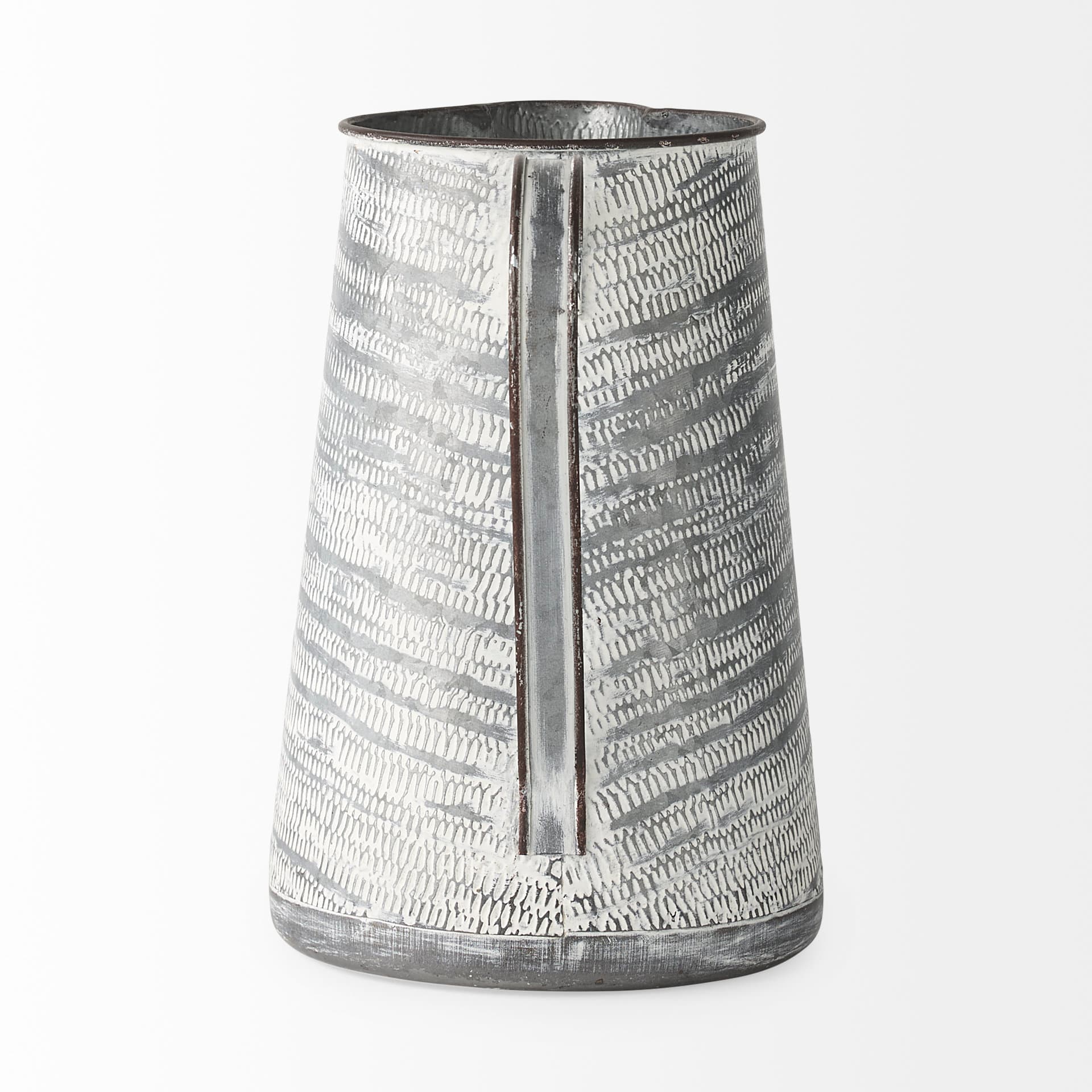 Serena II 11.2H Large Gray/White Textured Metal Jug — product photograph