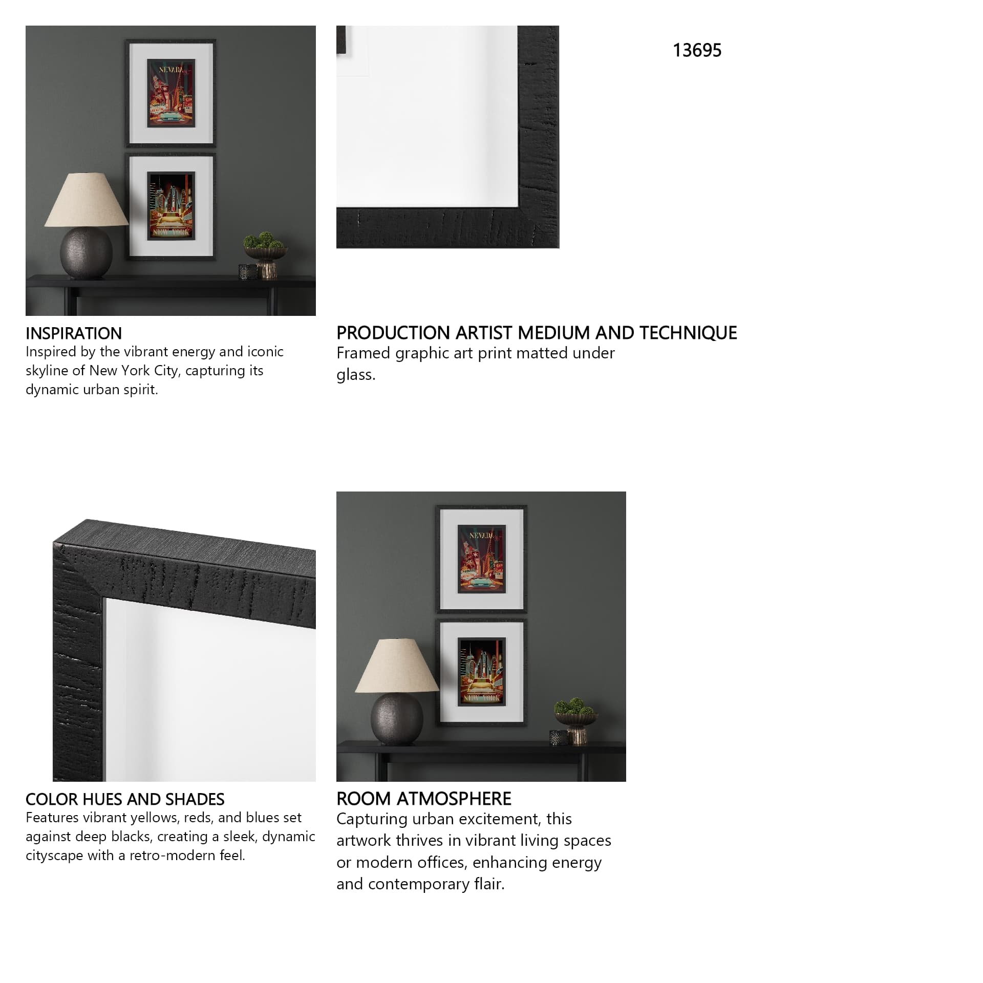 New York Go USA (M) by Mercana Studio a Framed Art Print Matted under Glass — in a styled room