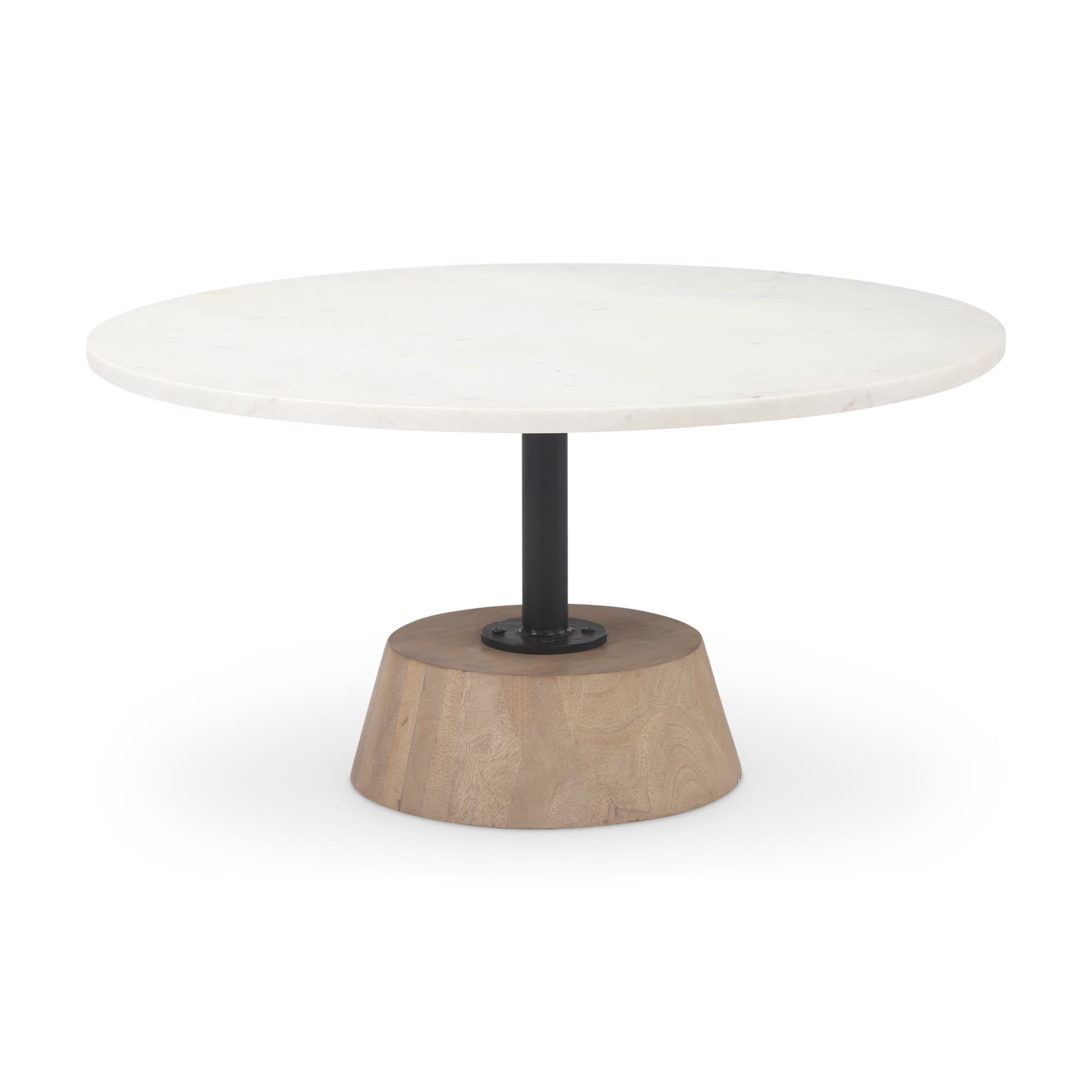 Maxwell Marble Top Pedestal Base Round Coffee Table — product photograph