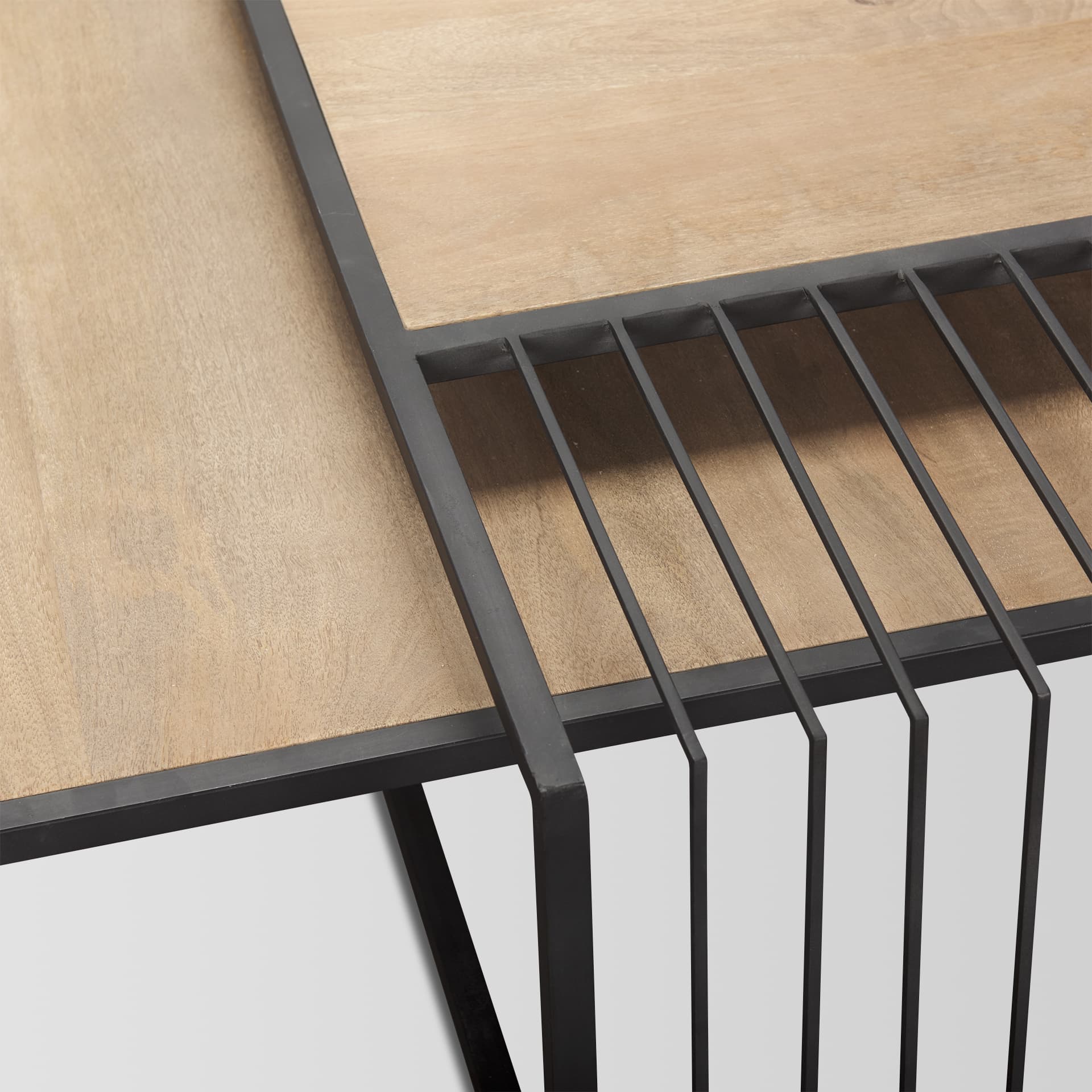 Miles Black Metal w/ Light Wood Nesting Coffee Table — product photograph