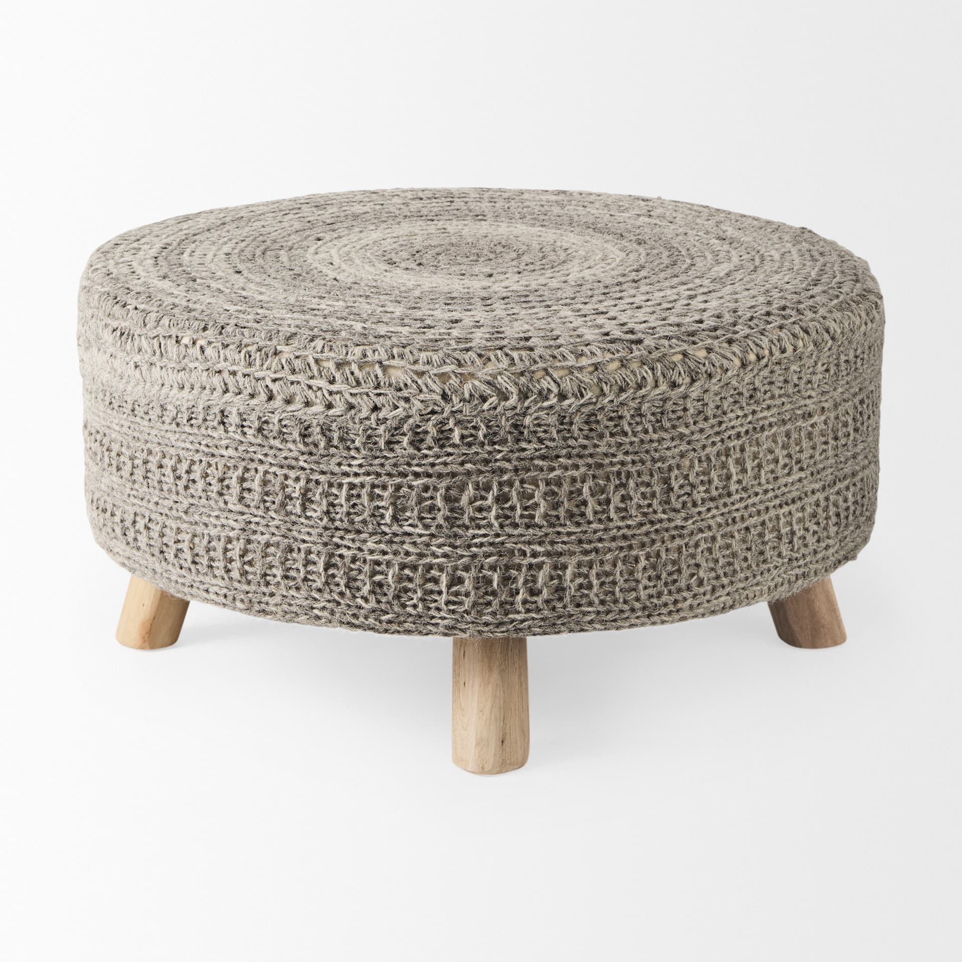 Bina 30.0L x 30.0W x 15.0H Dark Gray 4 Legged Wool Stool — product photograph