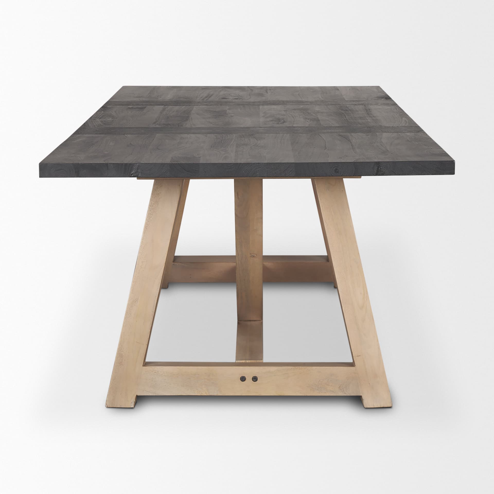 Rialto 84"L x 42"W Rectangular Trestle Dining Table | Black-Brown Wood & Light Brown Wood | Seats 8 — product photograph