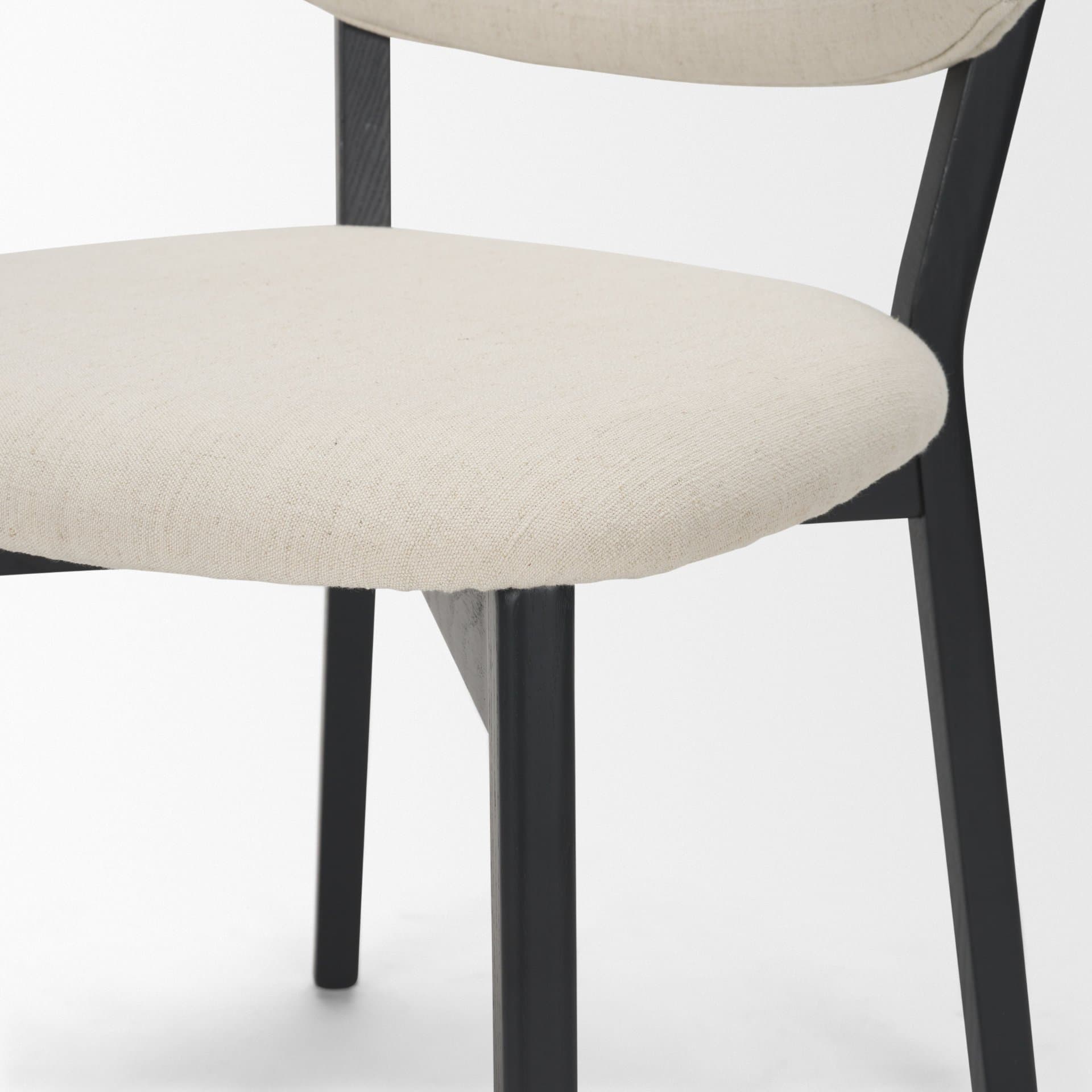 Cole Open Back Dining Side Chair | Natural Linen w/ Dark Wood — product photograph