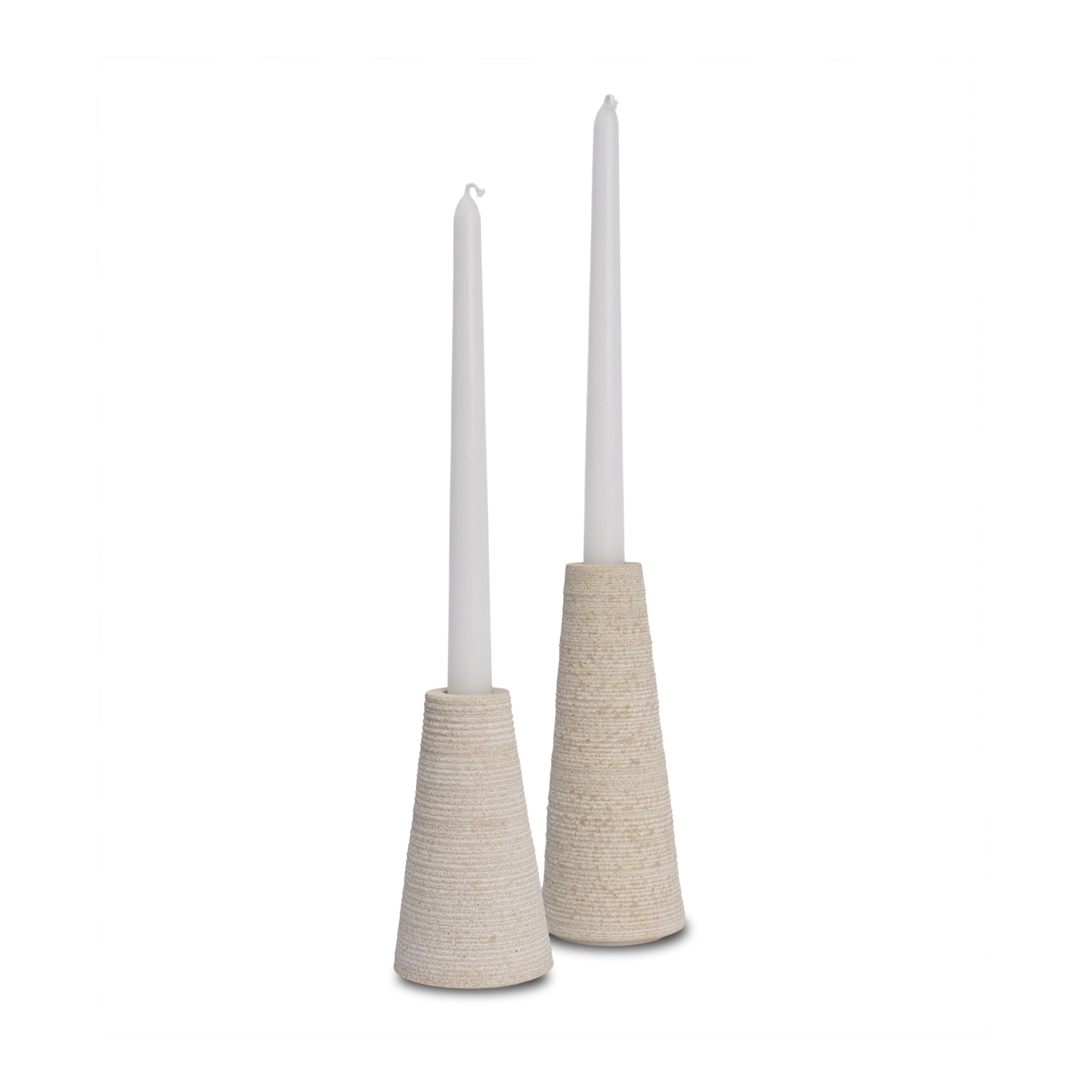 Cono Off-White Marble Cone Shaped Candle Holders (Set of 2) — product photograph