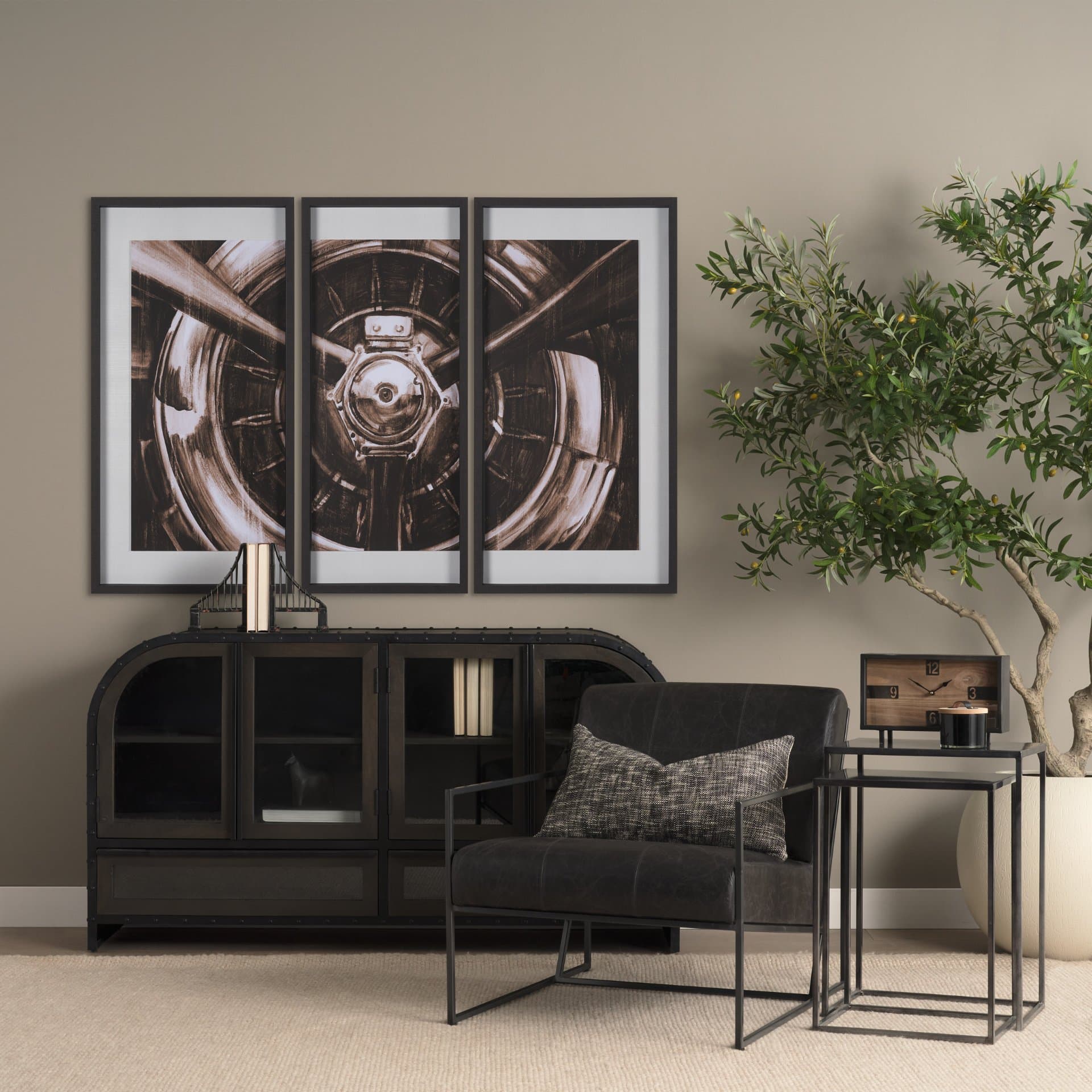 Vintage Propeller (Sepia) (Set of 3) by Ethan Harper Framed Artwork Matted under Glass — product photograph