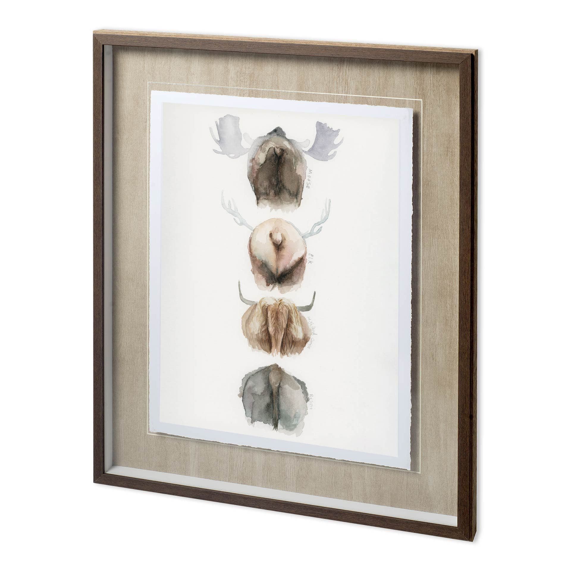 Horn & Tail Study I by Mercana Studio Hand Embelished Textured Framed Art Print Matted under Glass — product photograph