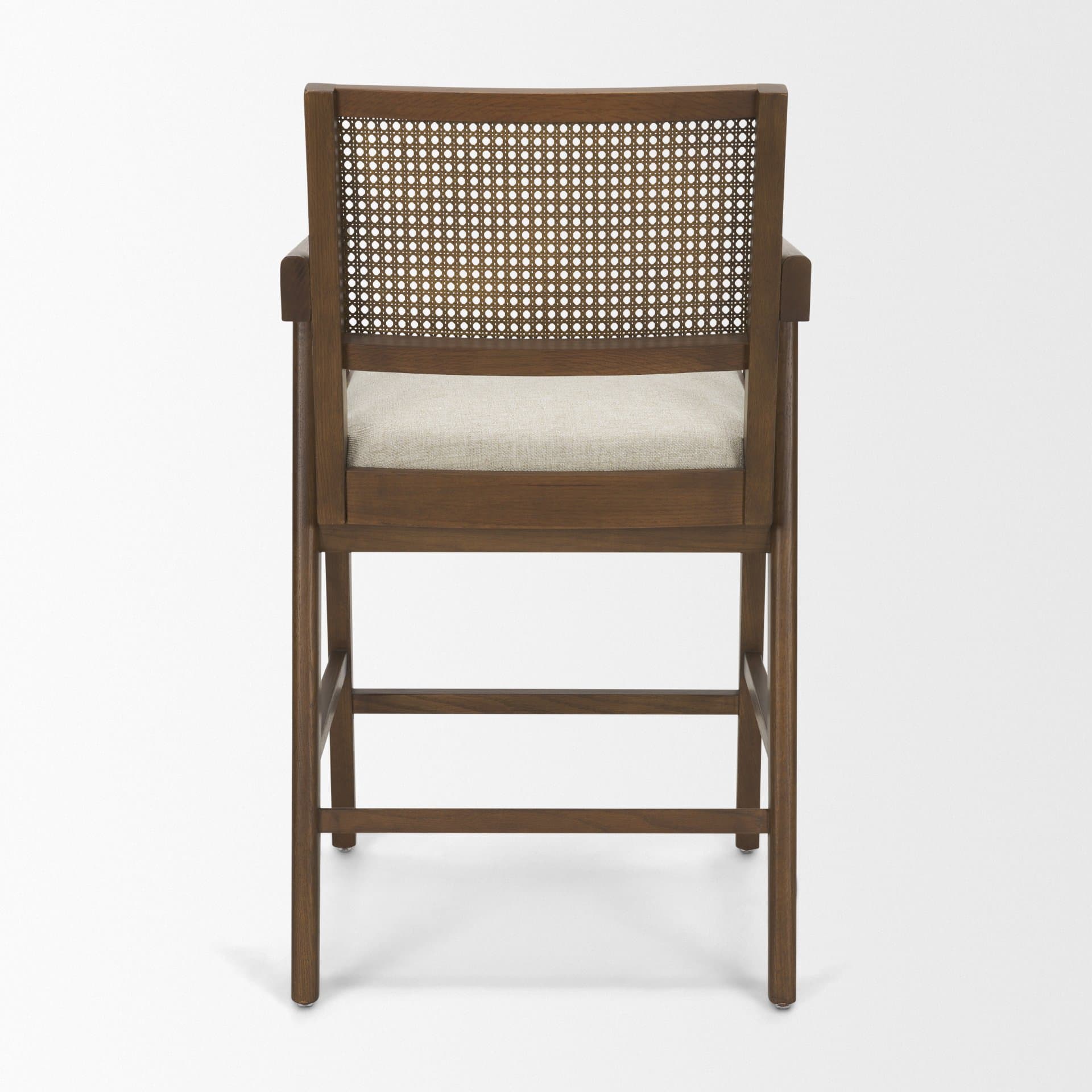 Reid Backless 38in Seat Counter Stool | Brown Wood w/ Cane Back — product photograph