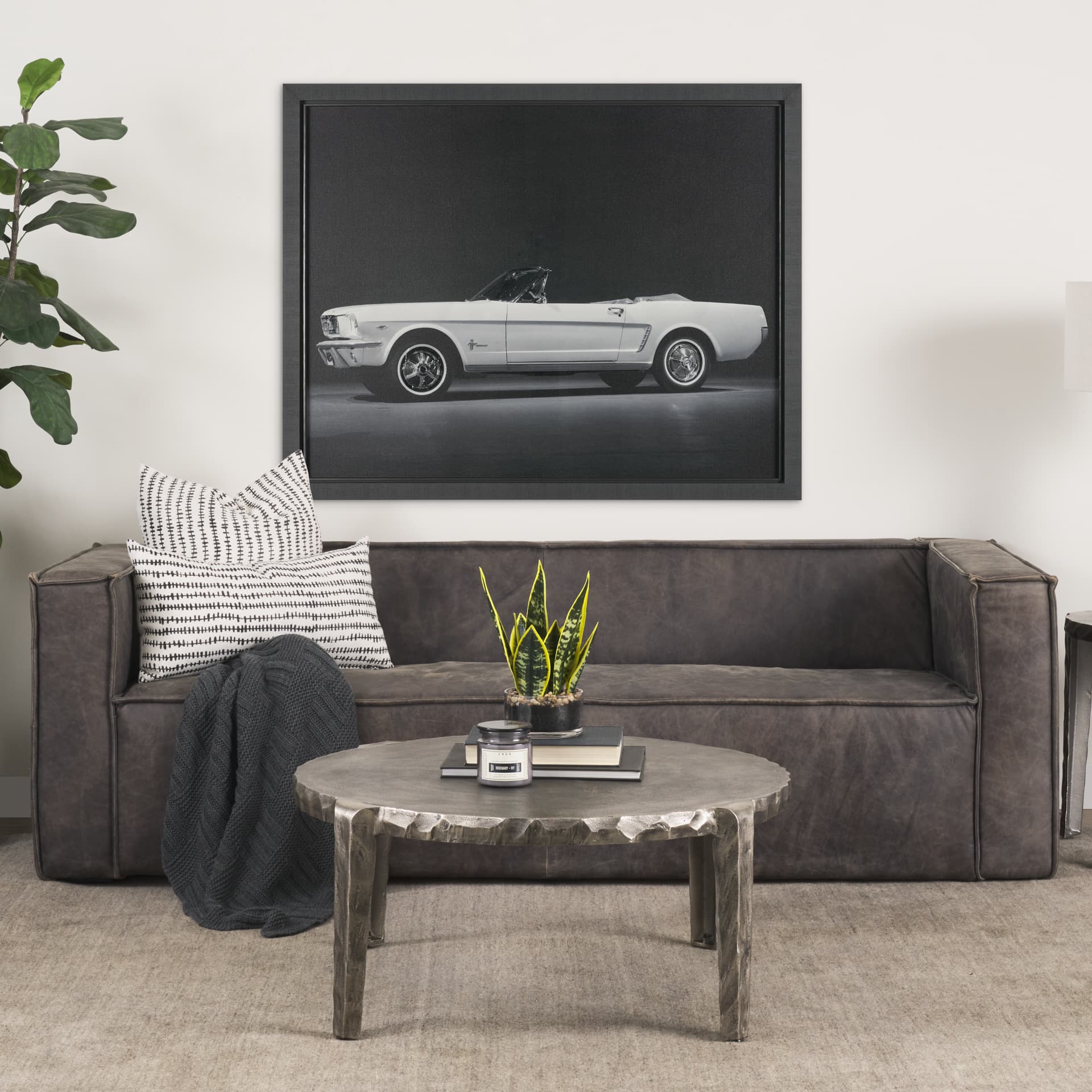 Ford Mustang Convertible1964 by Tal Paz-Fridman Frame Art Print under Glass — in a styled room