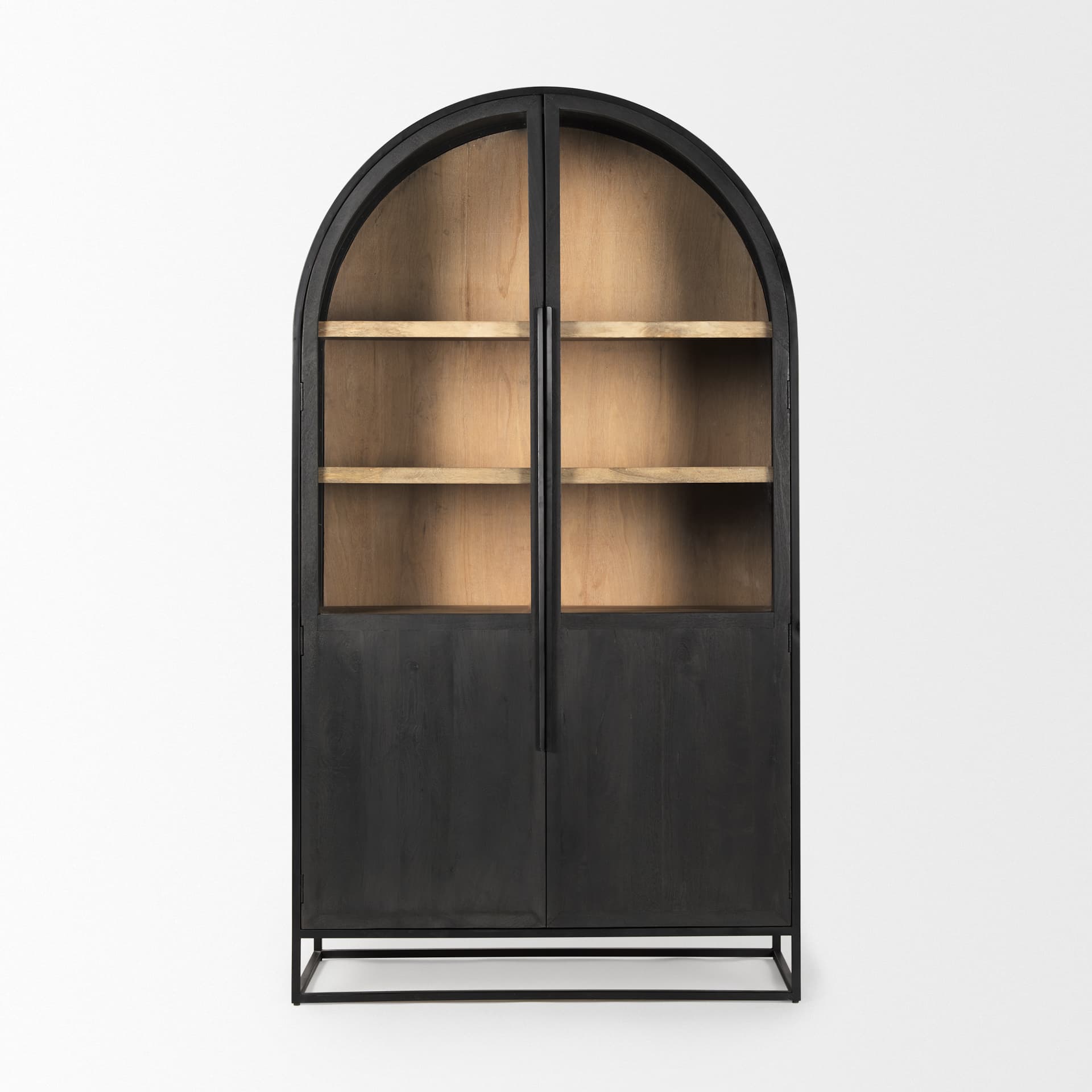 Sloan 47.5W x 85.5H Black Wood W/Black Metal Frame Arch Cabinet — product photograph