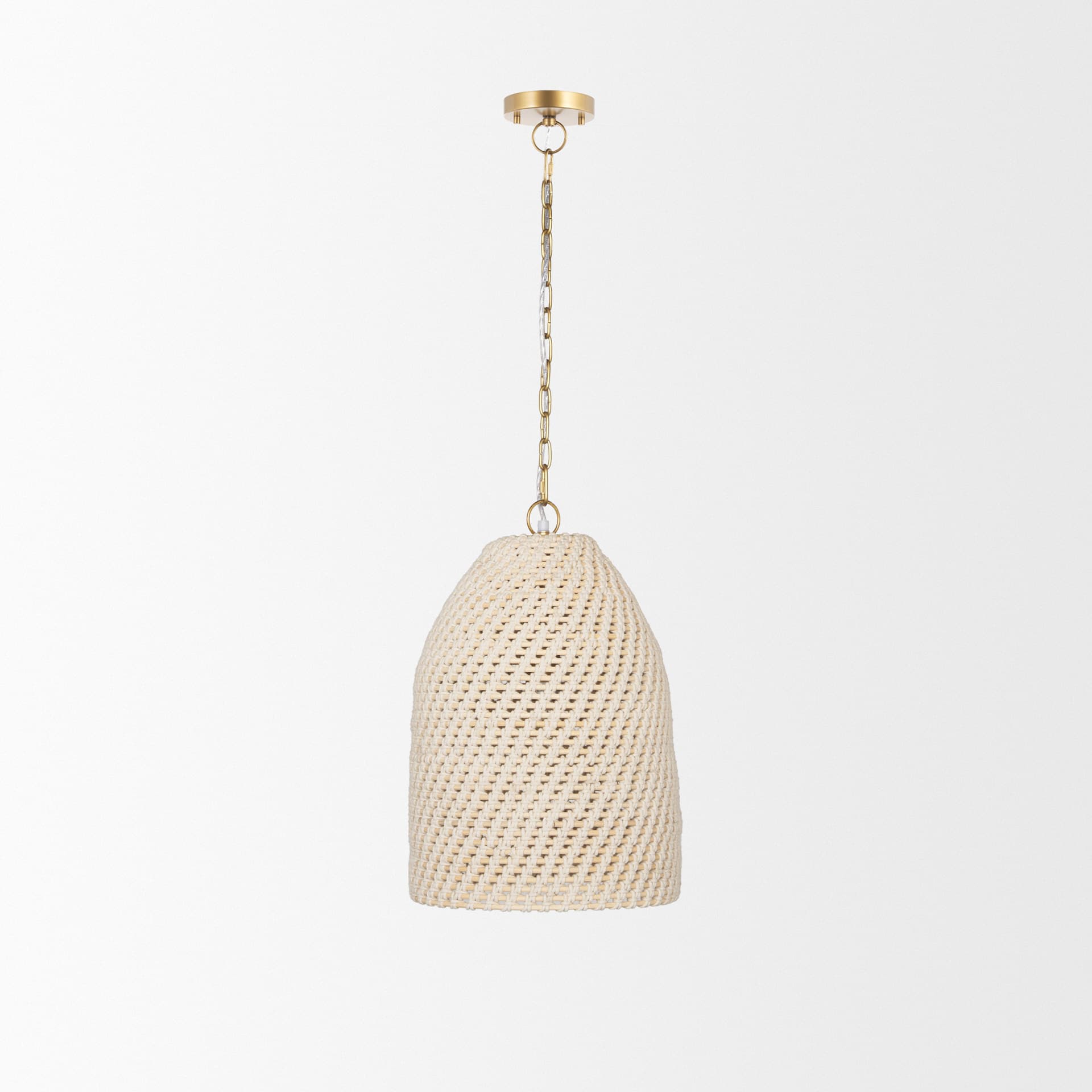 Tosha 1-Light Cotton Rope Bell Pendant — product photograph