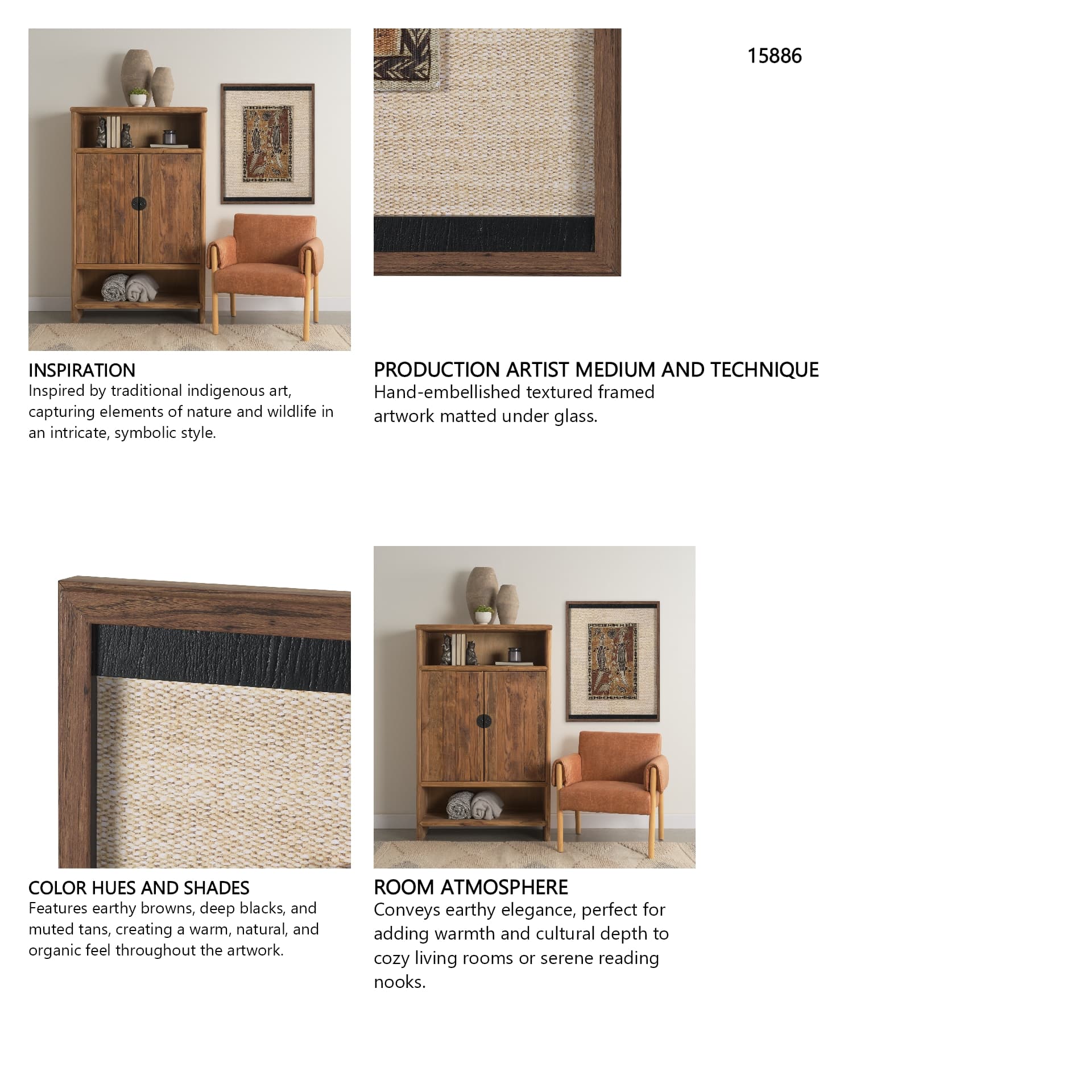 Mythical Jungle II by Mercana Studio Hand Embelished Textured Framed Artwork Matted under Glass — in a styled room