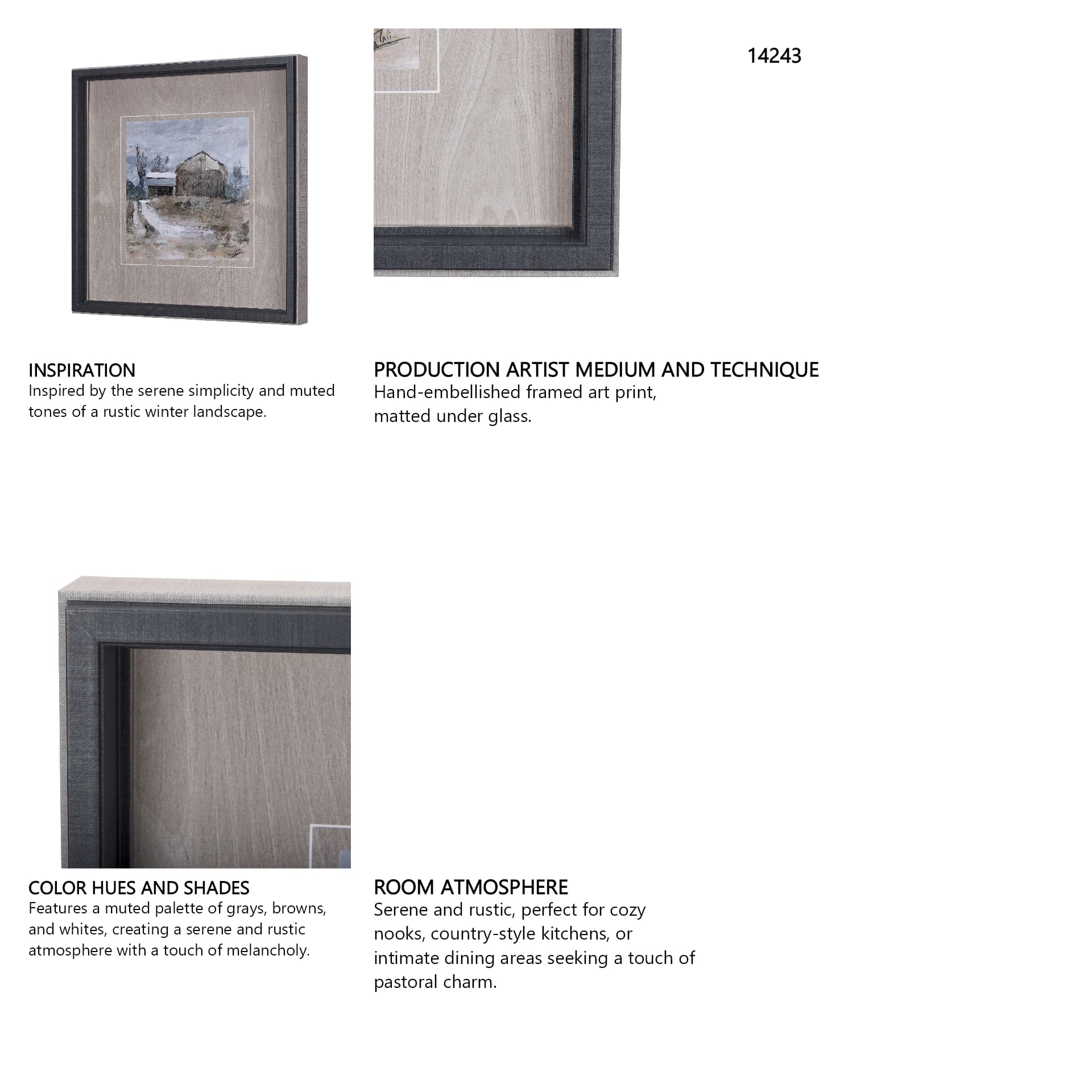 Late Autumn in Countryside II by Mercana Studio Hand Embellished Framed Art Print Matted under Glass — in a styled room