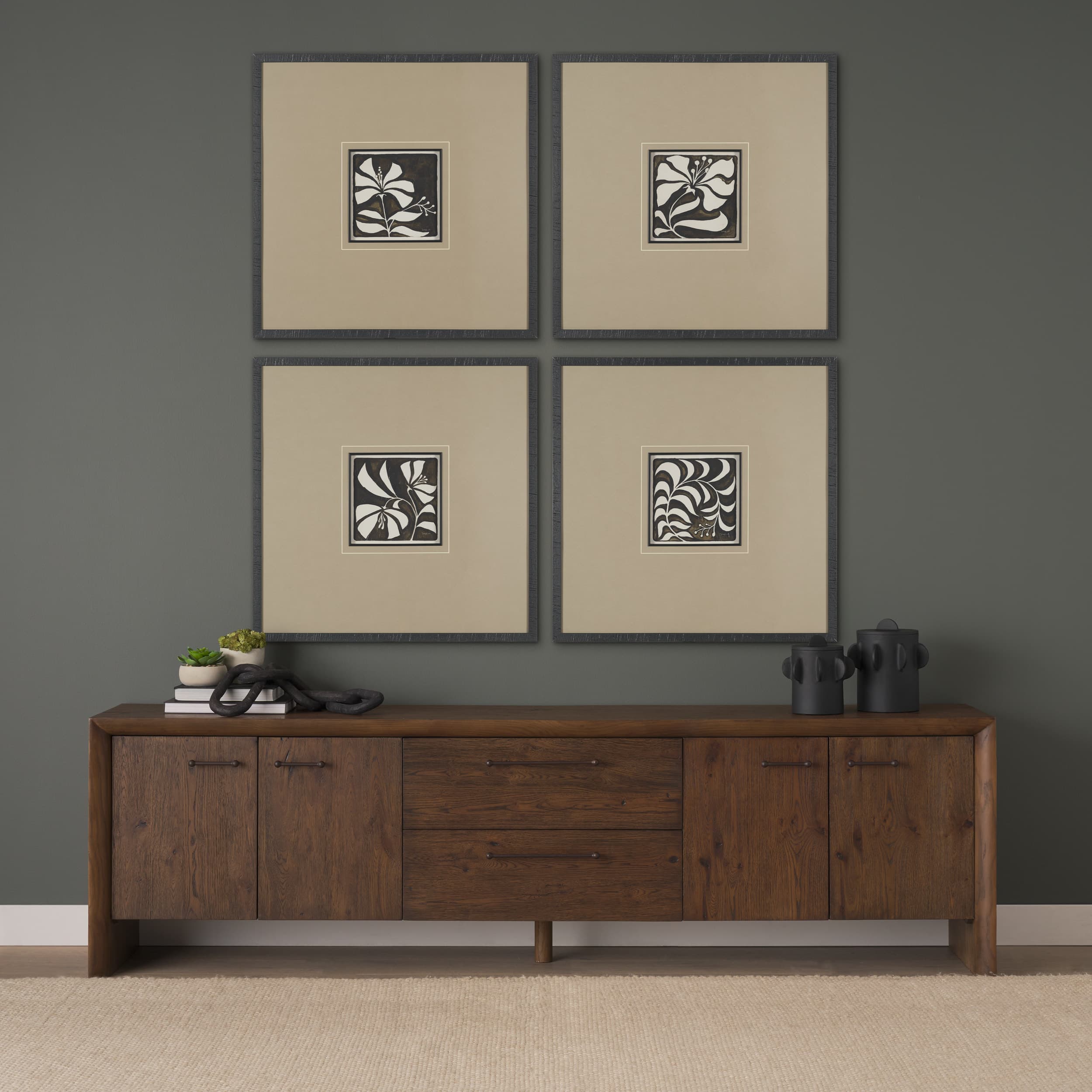 Spanish Tile Dark II by Mercana Studio Textured Framed Artwork Matted under Glass — product photograph