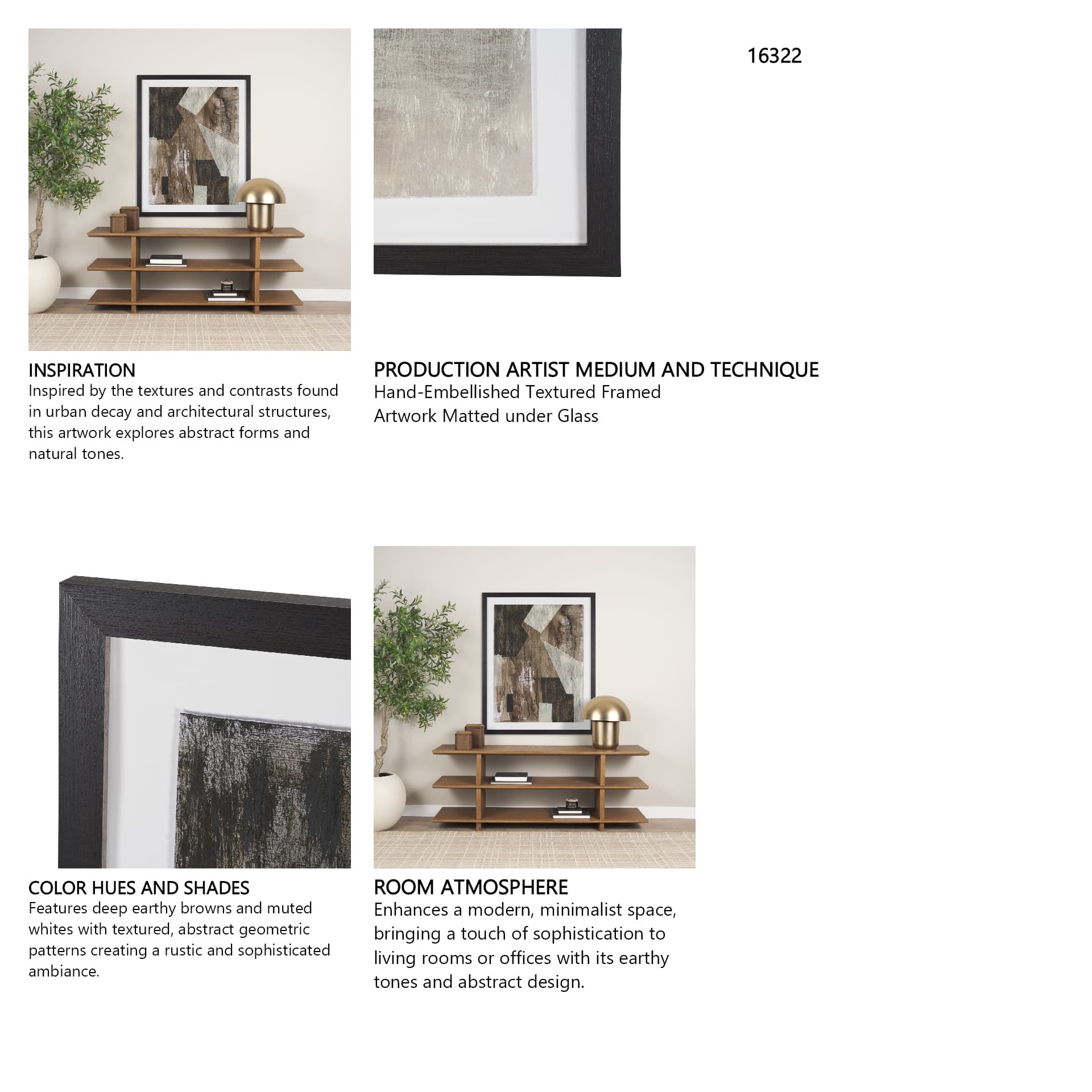 Fault Geometry I by Mercana Studio Hand-Embellished Textured Framed Artwork Matted under Glass — product photograph