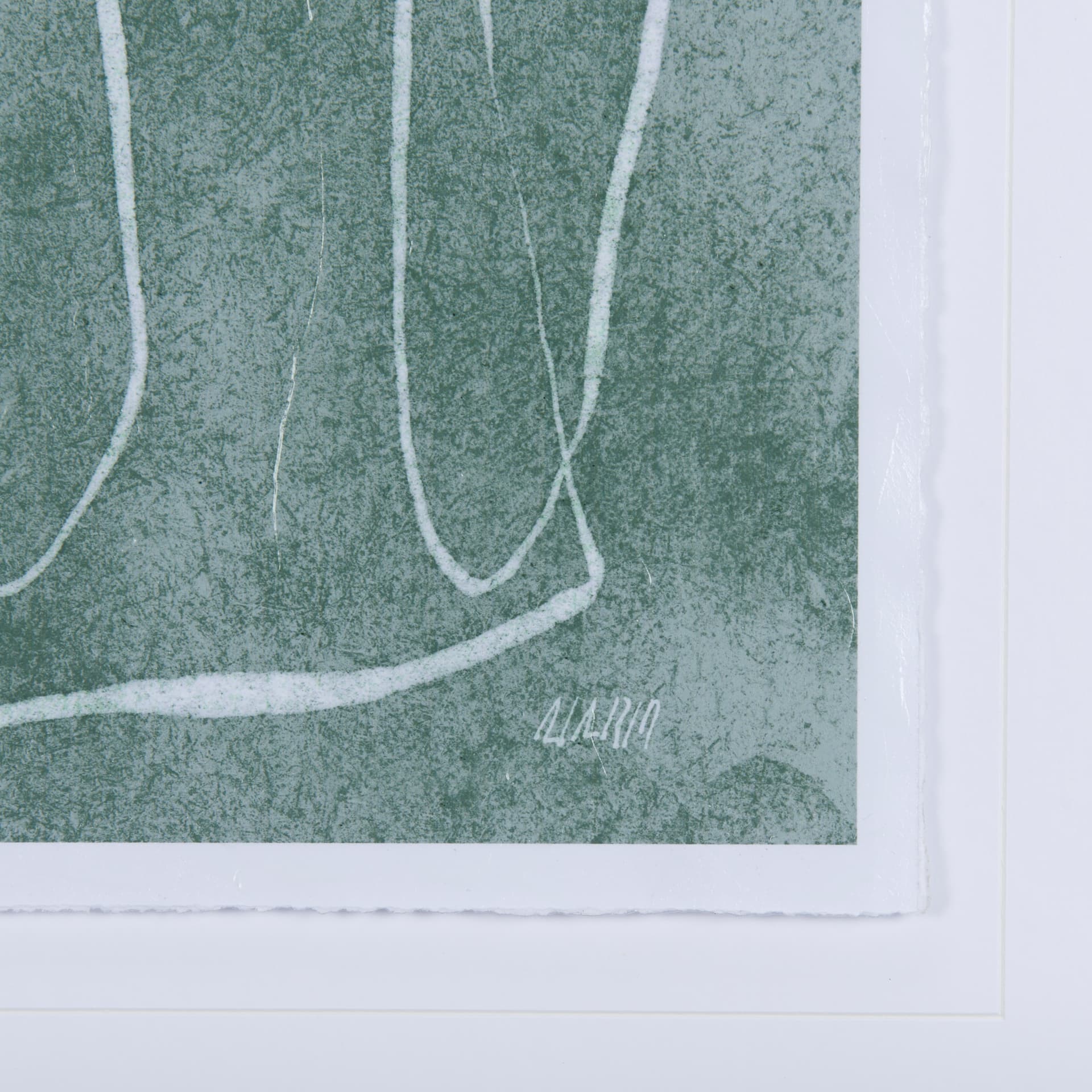 Thread Green I by Mercana Studio a Hand Embellished Textured Framed Art Print Matted under Glass — product photograph