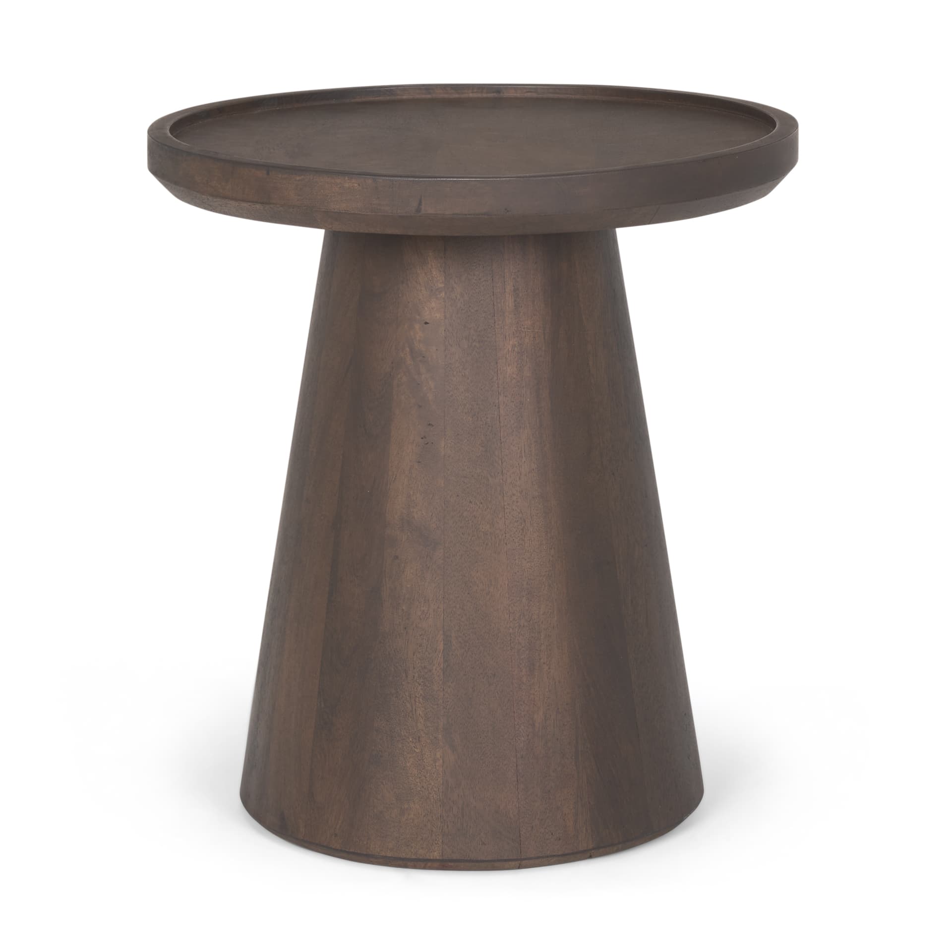 Takoda Dark Brown Wood Tapered Drum Accent Table — product photograph