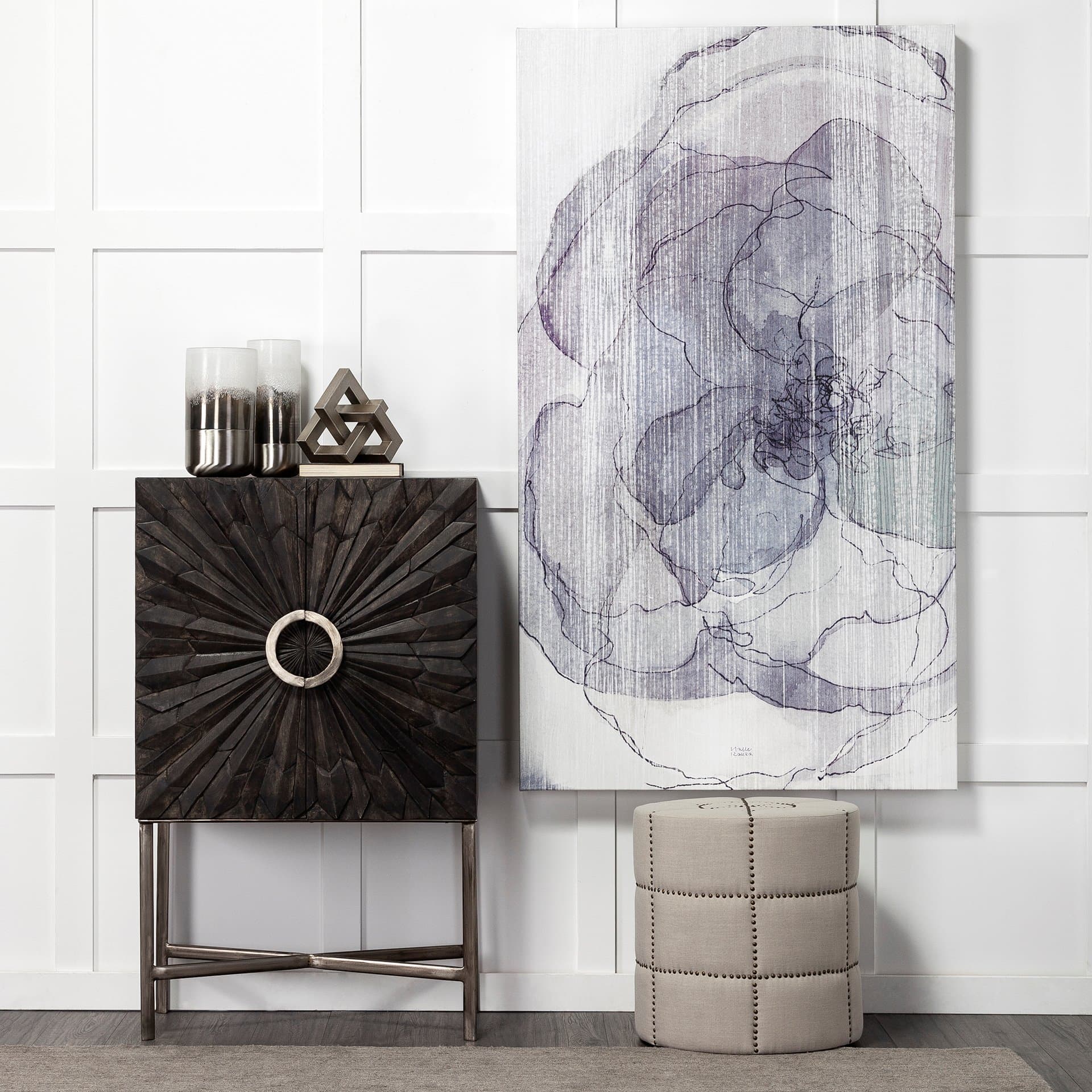 Baltic II Large White Brushed Silver Metal Bottom Glass Vase — in a styled room