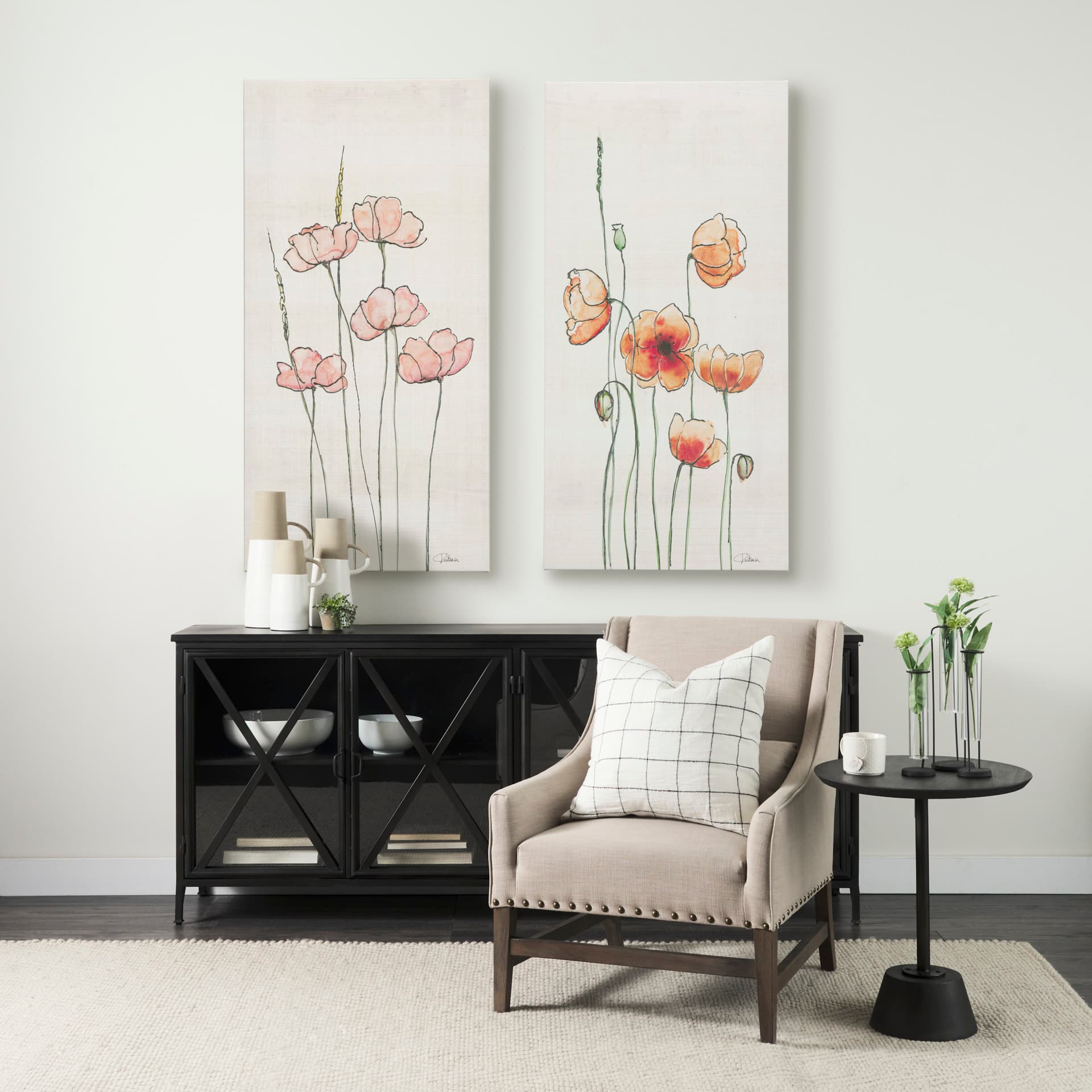 Meadow flowers I by Mercana Studio a Hand Embellished Textured Canvas — in a styled room