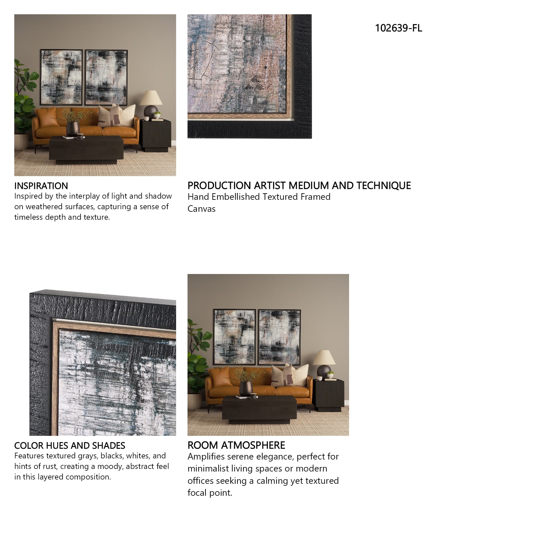 Merge Framed Canvas by Morgan McLaren a Hand Embellished Textured Framed Canvas — in a styled room