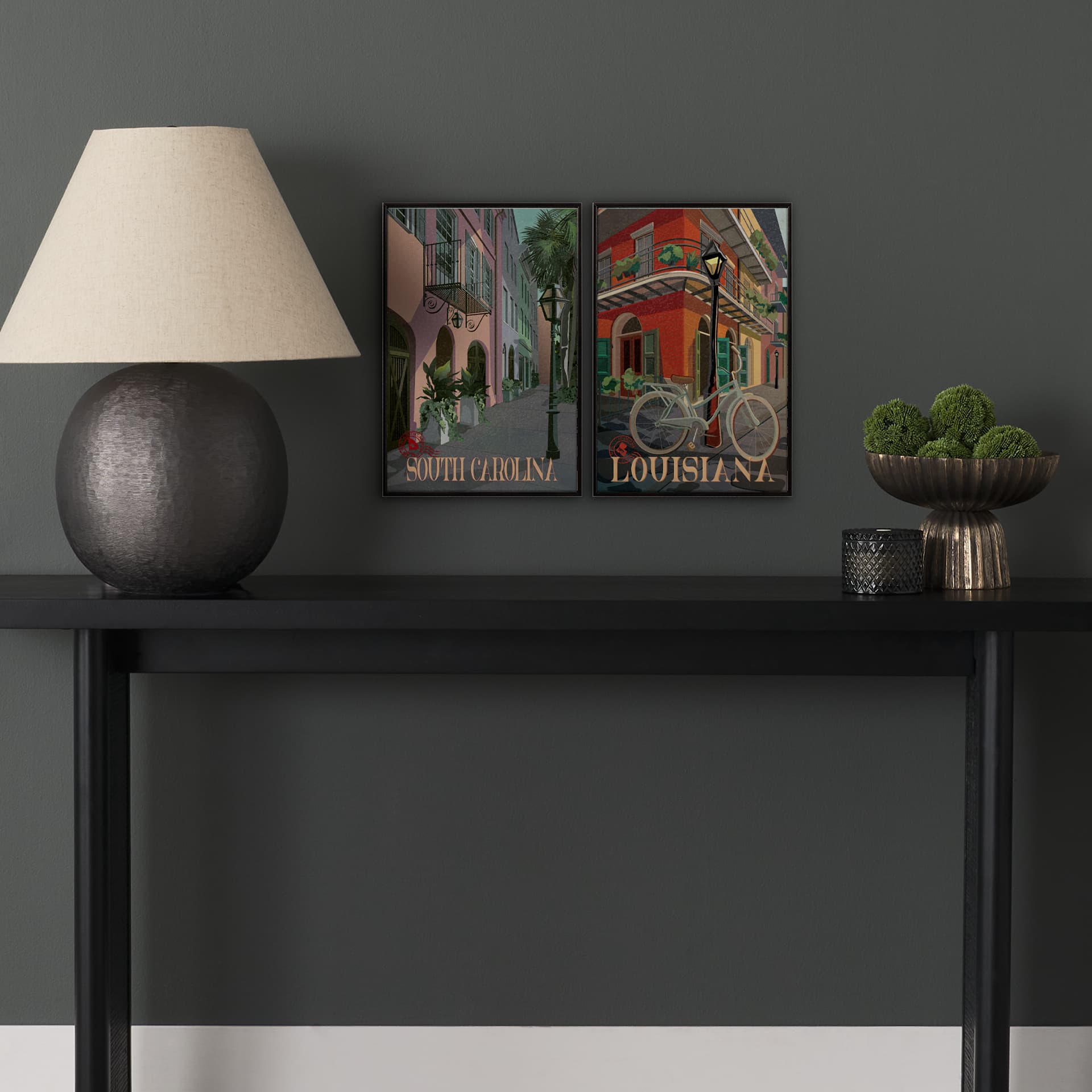 South Carolina Go USA (SM) by Mercana Studio a Hand Embellished Decograph Framed Art Print — in a styled room