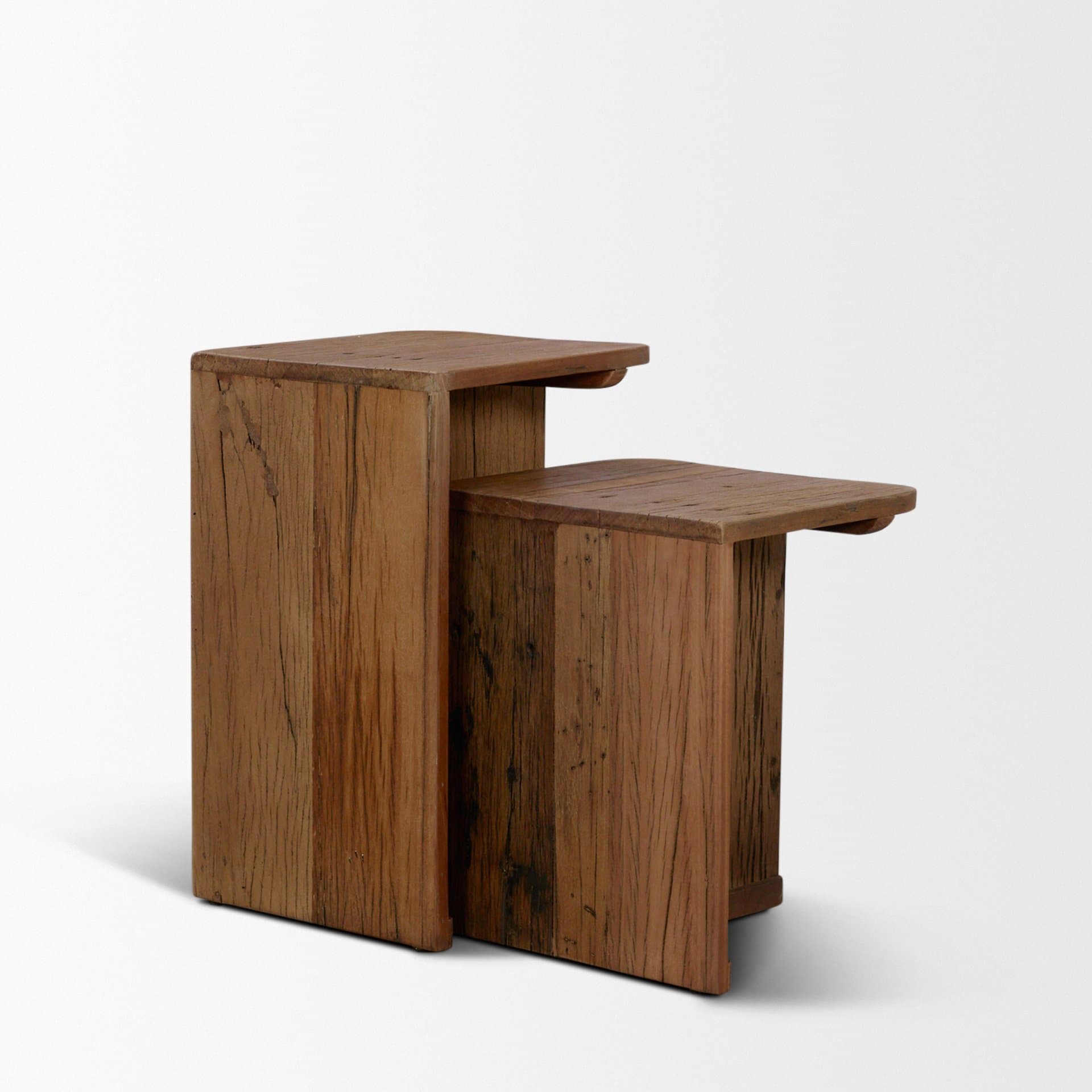 Lucan Mid-Dark Brown Reclaimed Wood Side Tables — product photograph