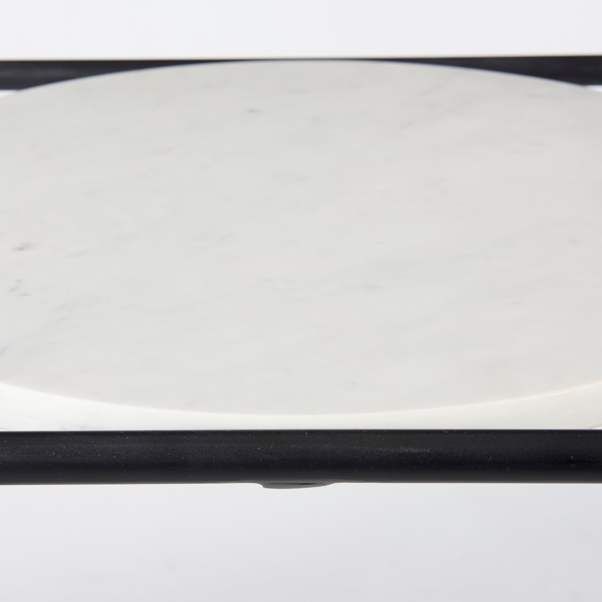 Austen 20L x 20W x 22H Round White Marble Top W/ Black Metal Frame Side Table — product photograph