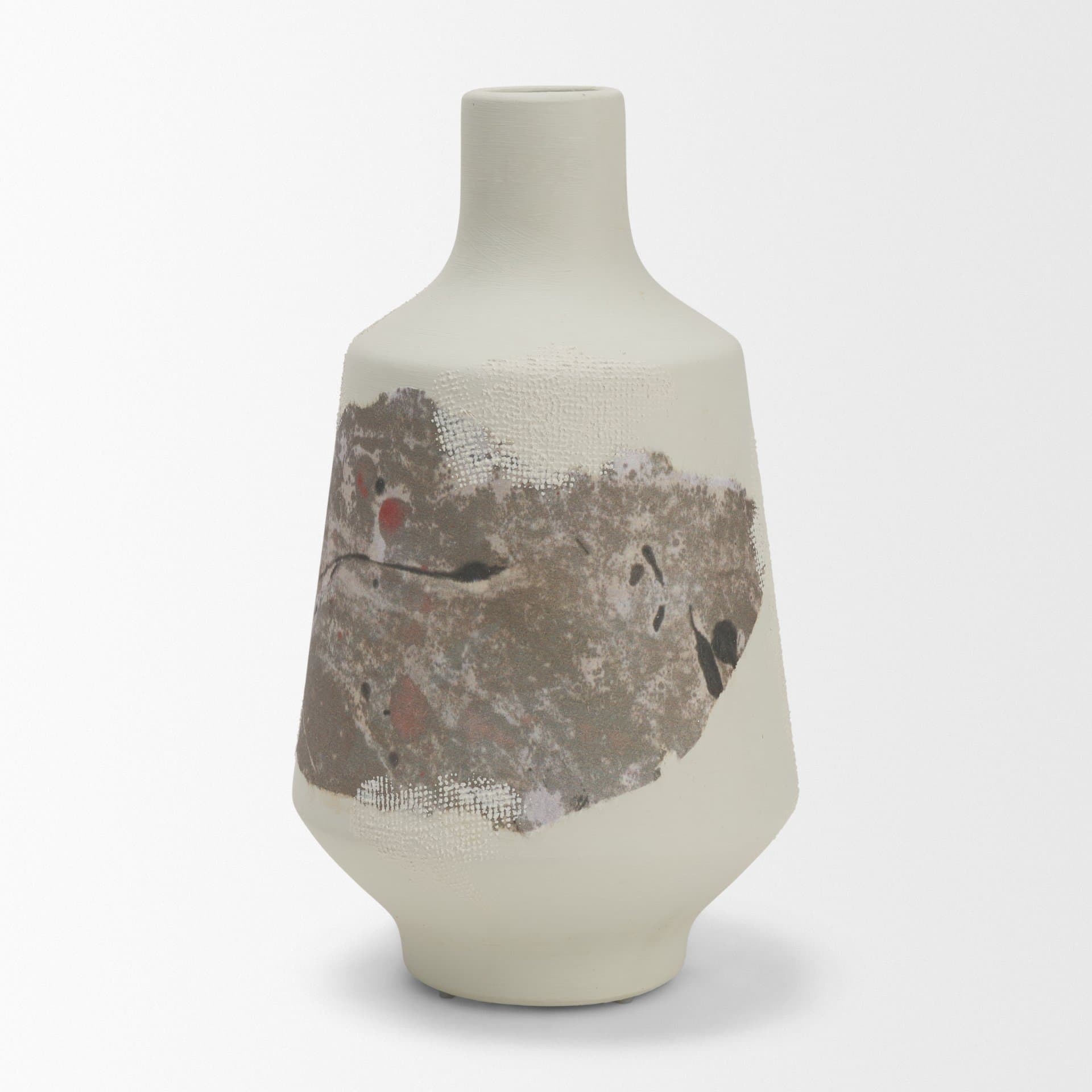 Velo 11.8H White w/Green Hand-Painted Terracotta Decorative Vase — product photograph