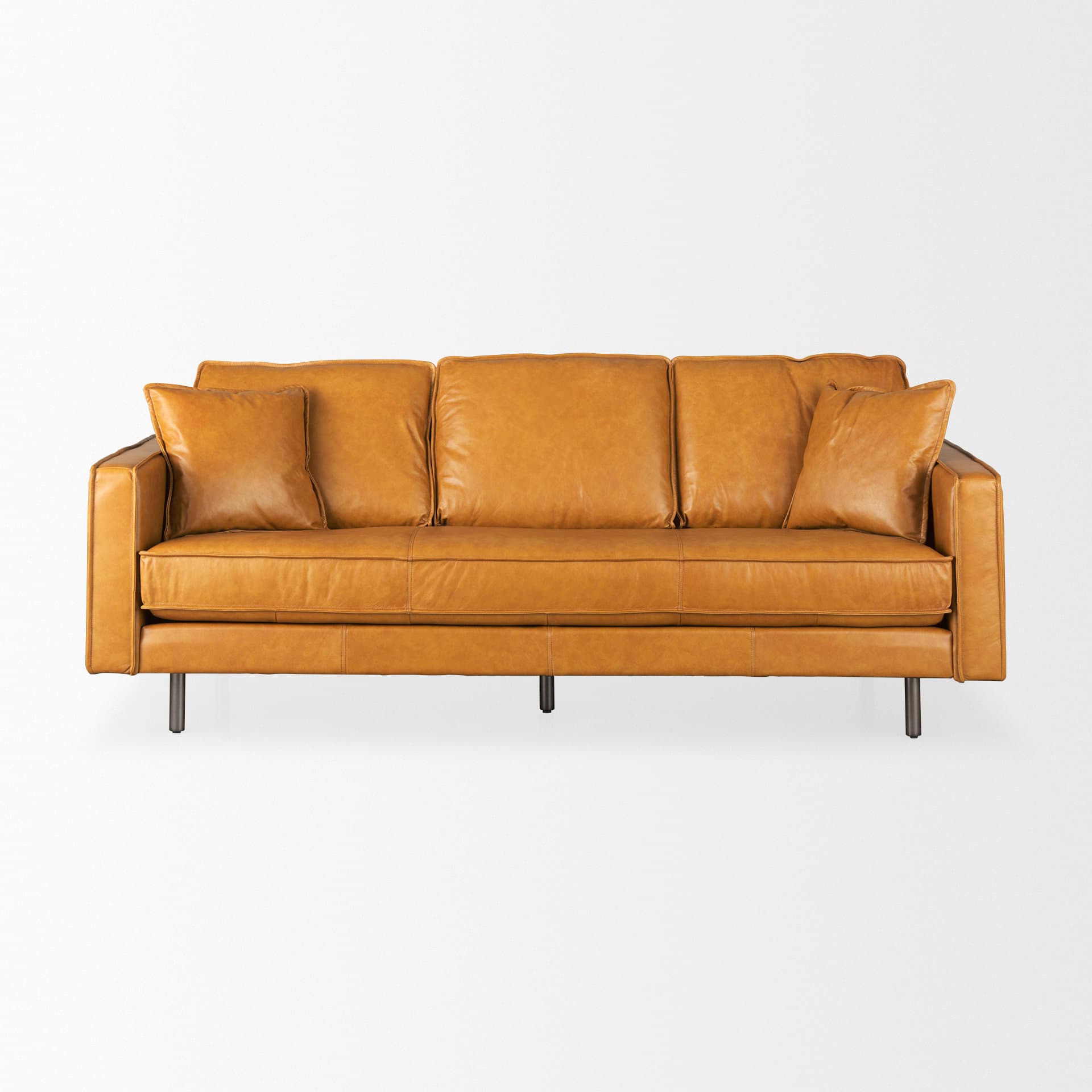 D'Arcy 88.0L x 37.0W x 34.0H Tan Leather Sofa — product photograph