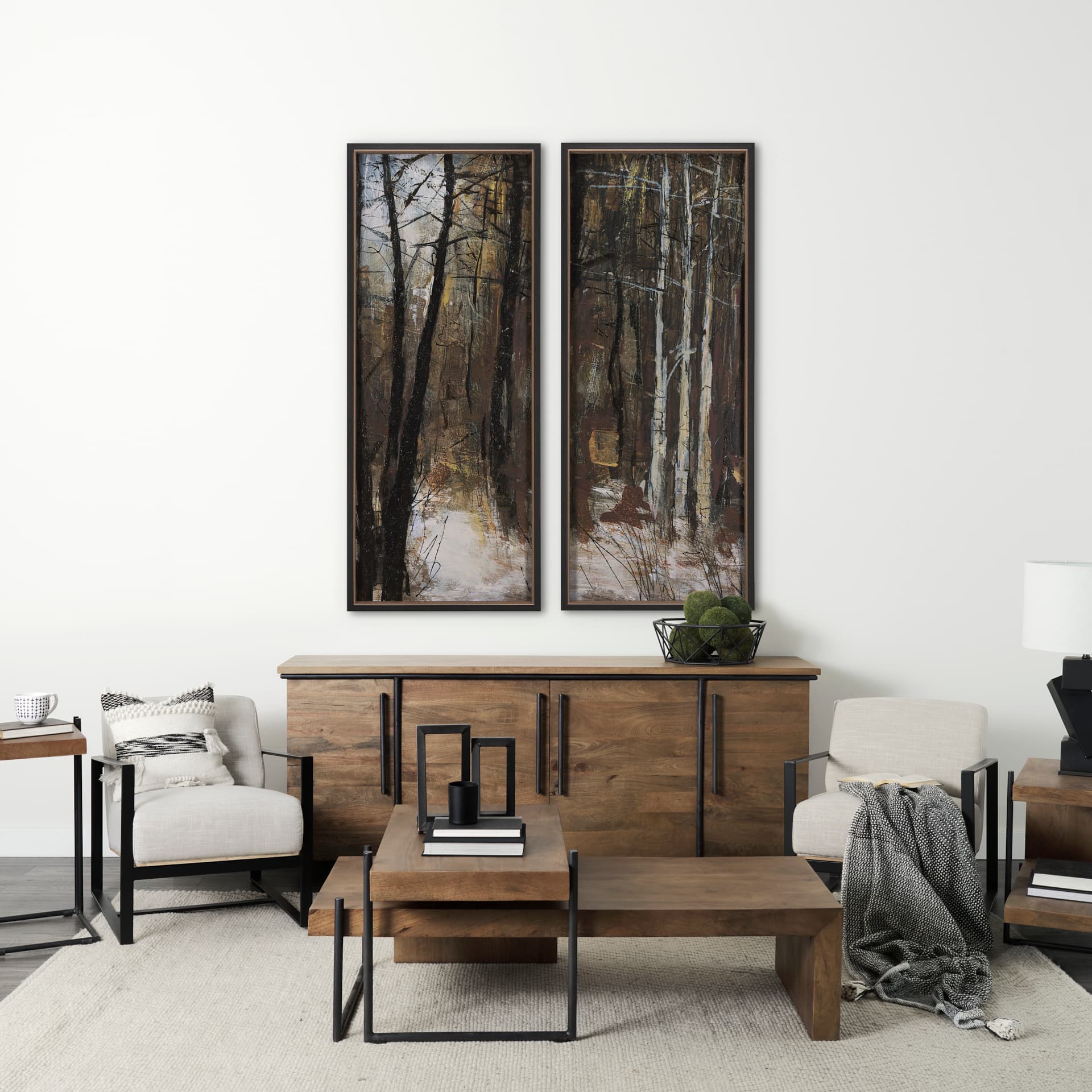 Forest View VI by Mercana Studio a Hand Embelished Textured Framed Art Print — in a styled room