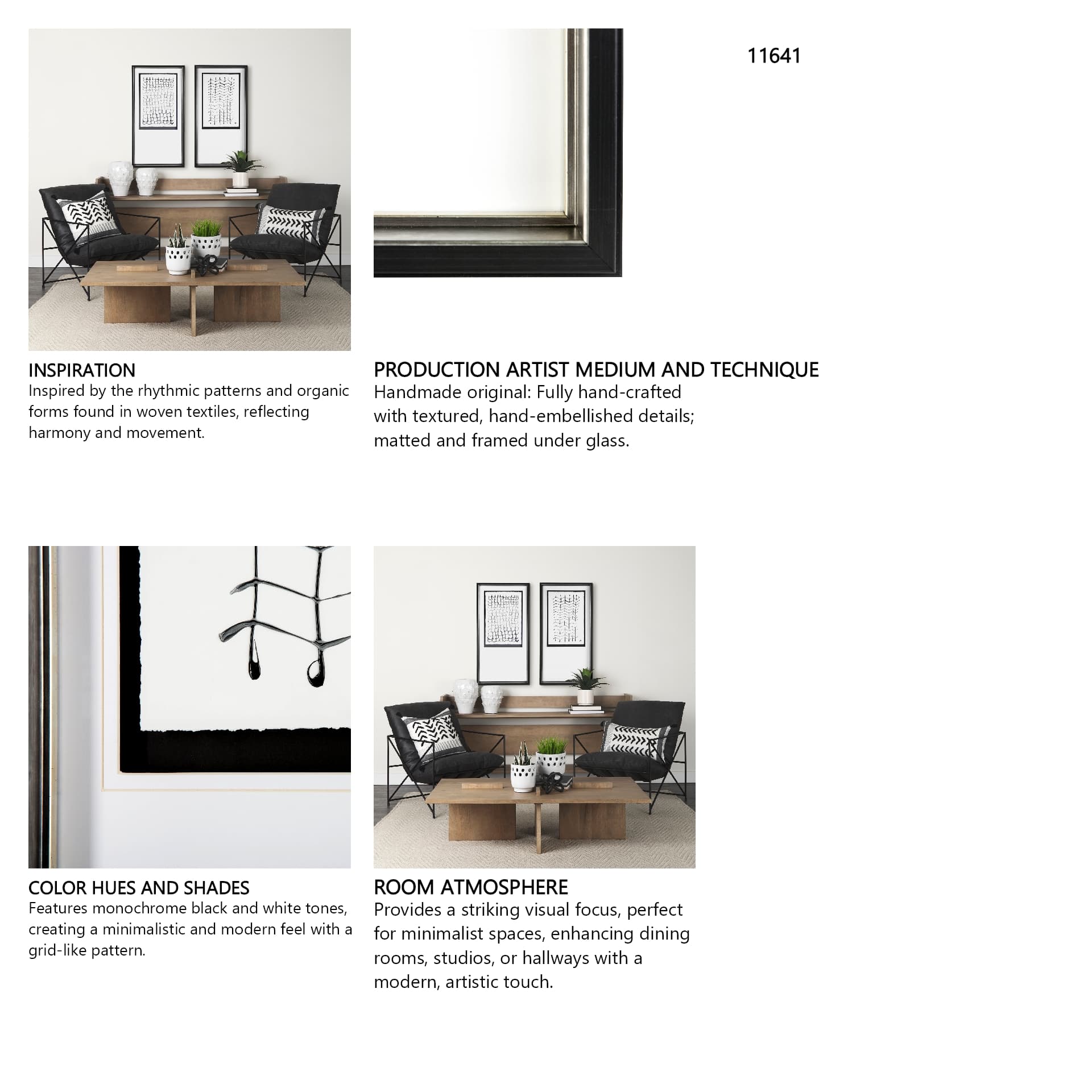 Lines II by Studio M a handmade Original Framed Artwork under Glass — in a styled room