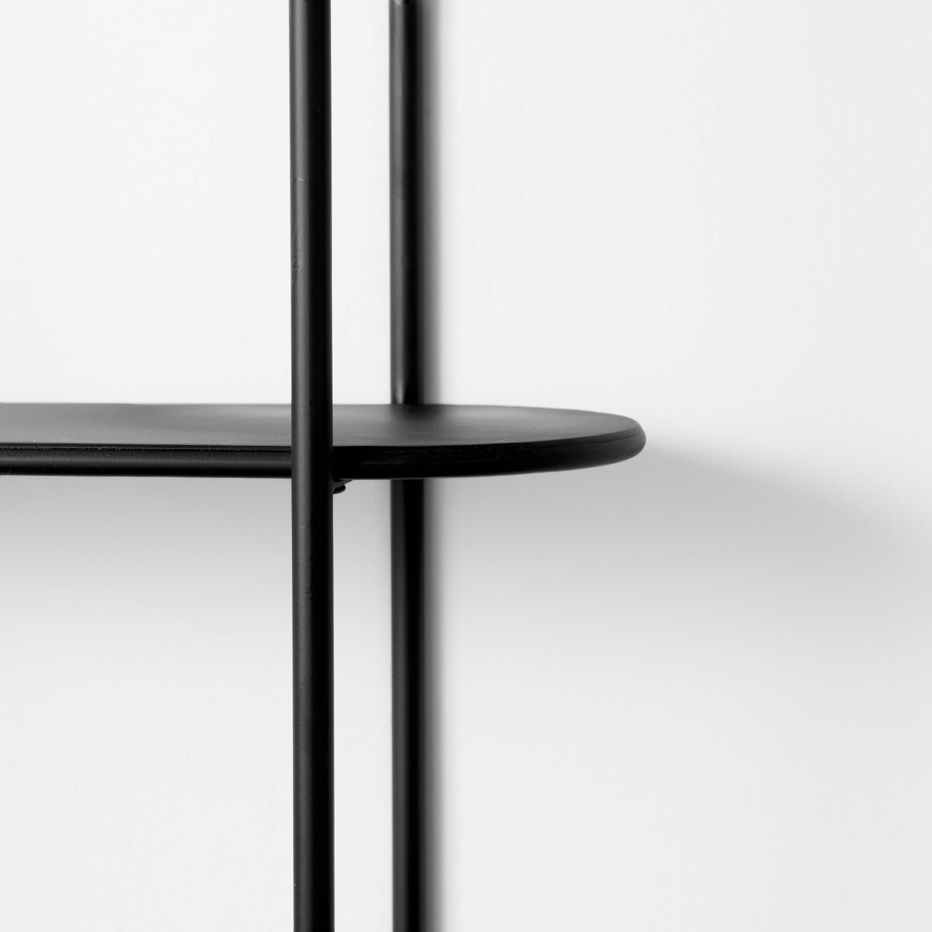 Decimus 36.6L x 8.7W x 45.7H Black Metal Wall Mounted 3 Tiered Shelf — product photograph